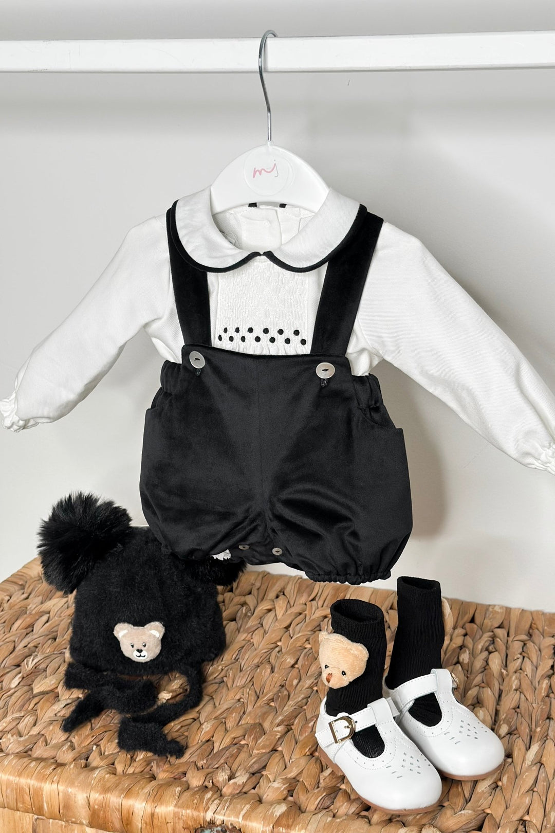 Fofettes x Be Chic "Mylo" Black Velvet Smocked Shirt & Jam Pants - Millie and John