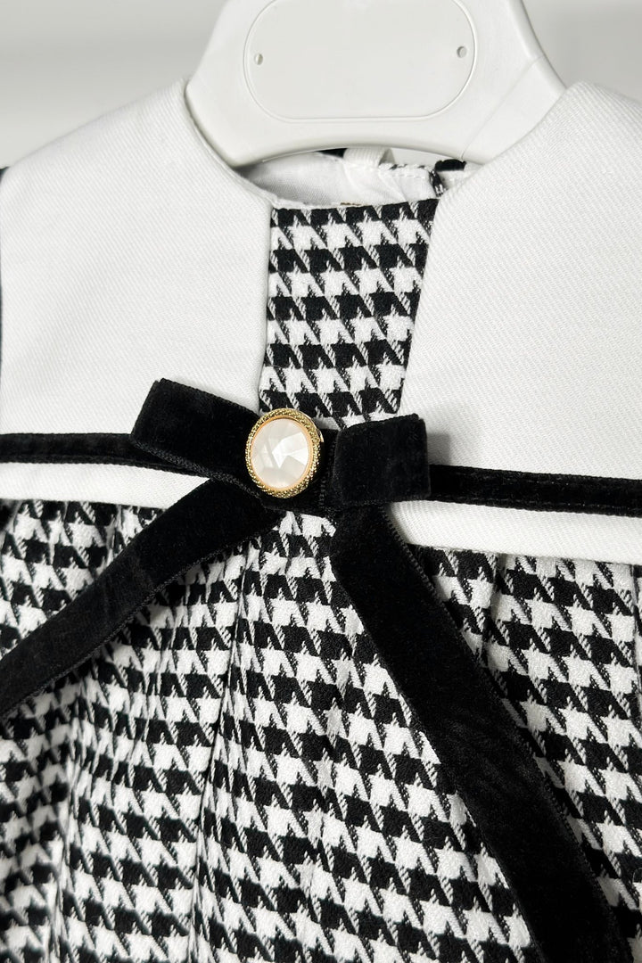 Fofettes x Be Chic "Nyla" Black & White Houndstooth Sailor Romper - Millie and John
