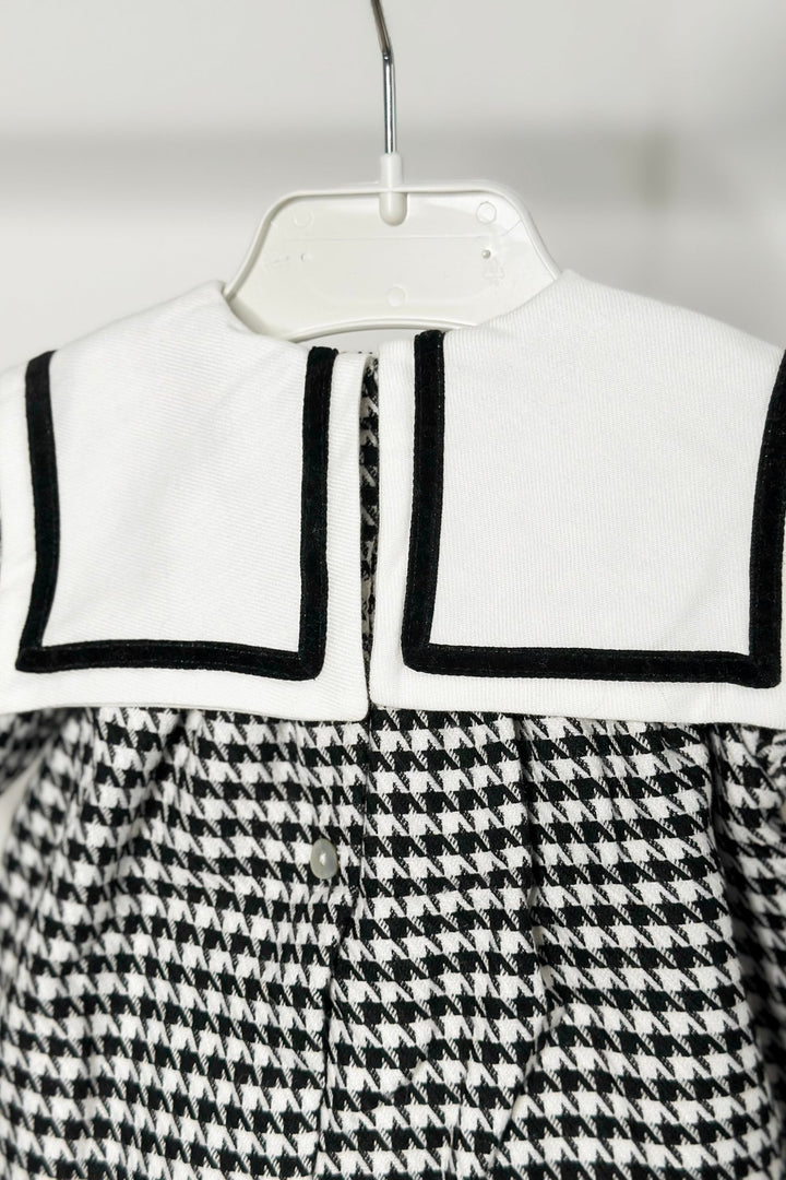 Fofettes x Be Chic "Nyla" Black & White Houndstooth Sailor Romper - Millie and John