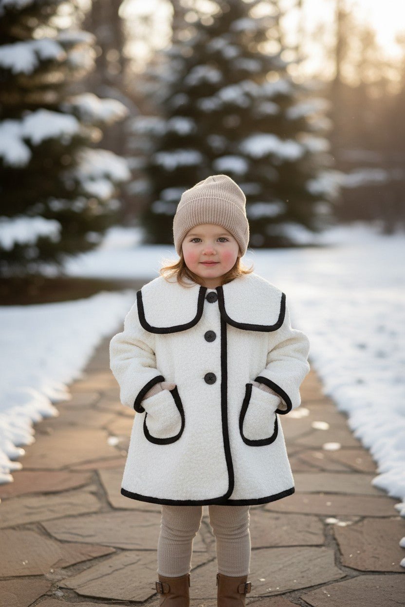 Fofettes x Be Chic "Remi" Ivory & Black Bouclé Coat - Millie and John