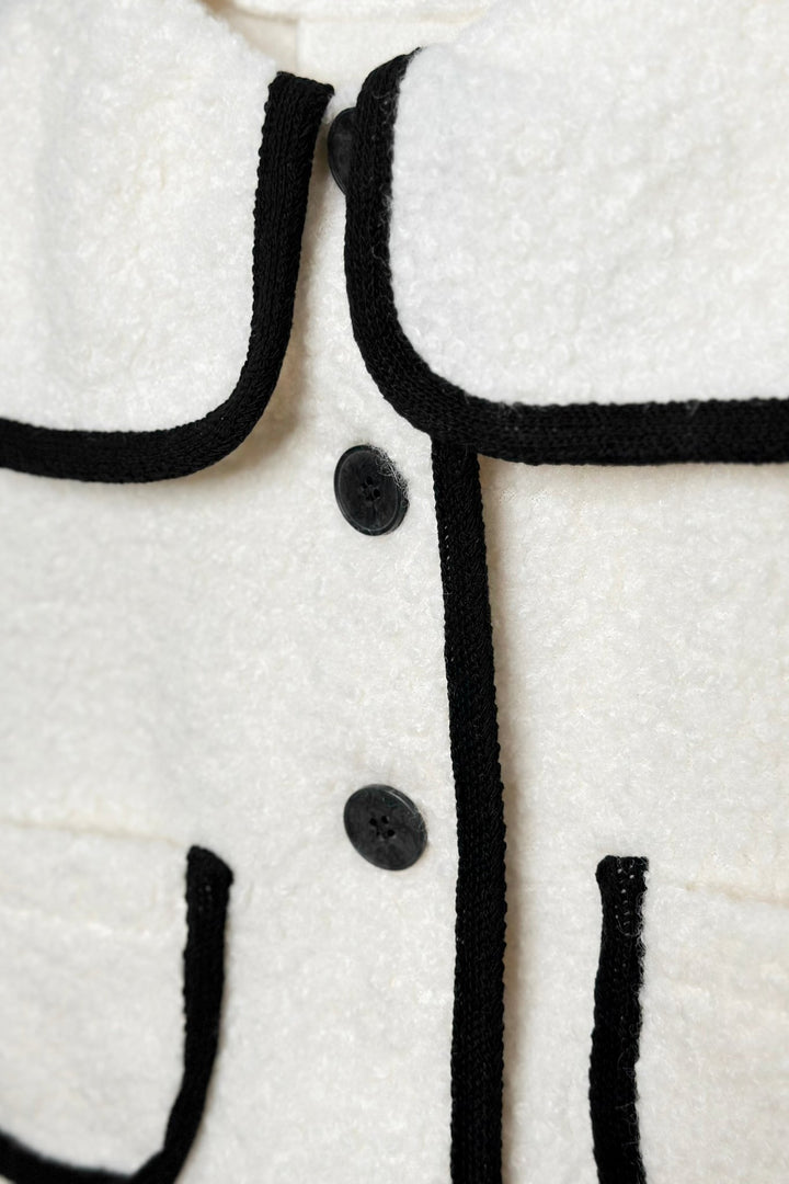 Fofettes x Be Chic "Remi" Ivory & Black Bouclé Coat - Millie and John