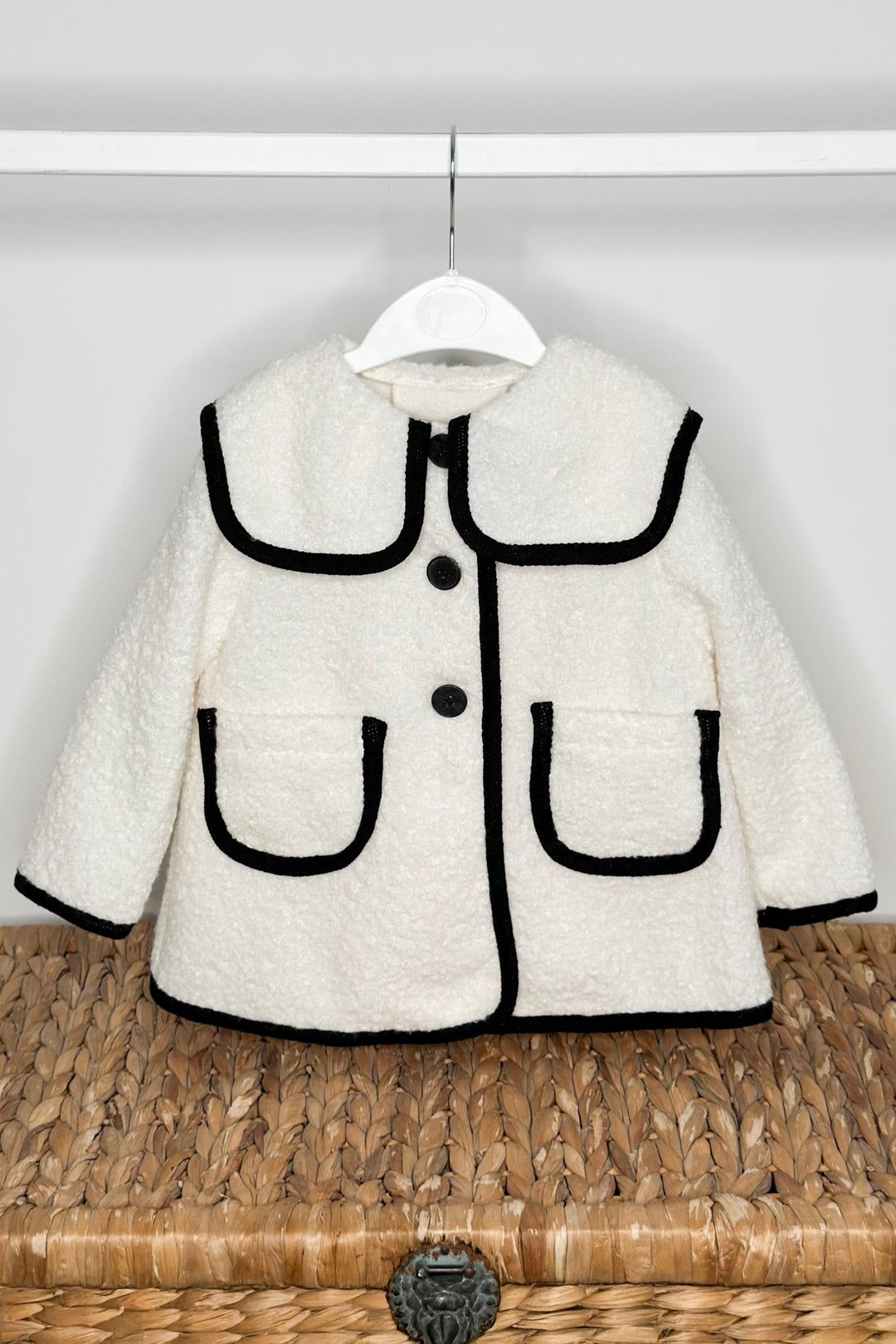 Fofettes x Be Chic "Remi" Ivory & Black Bouclé Coat - Millie and John