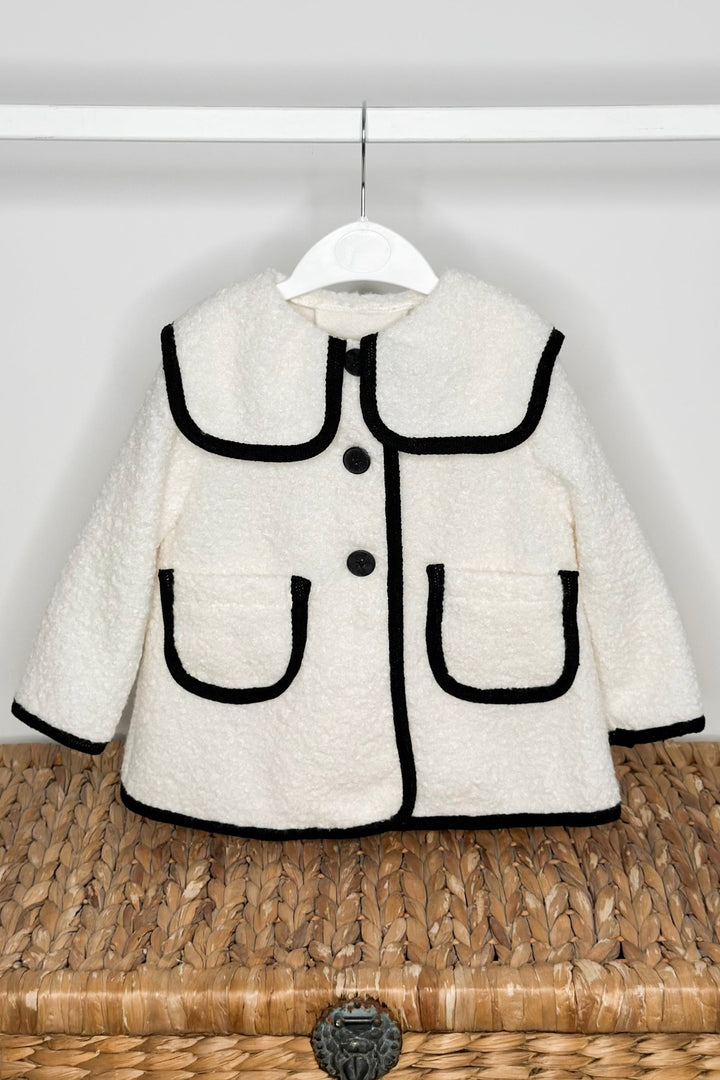 Fofettes x Be Chic "Remi" Ivory & Black Bouclé Coat - Millie and John