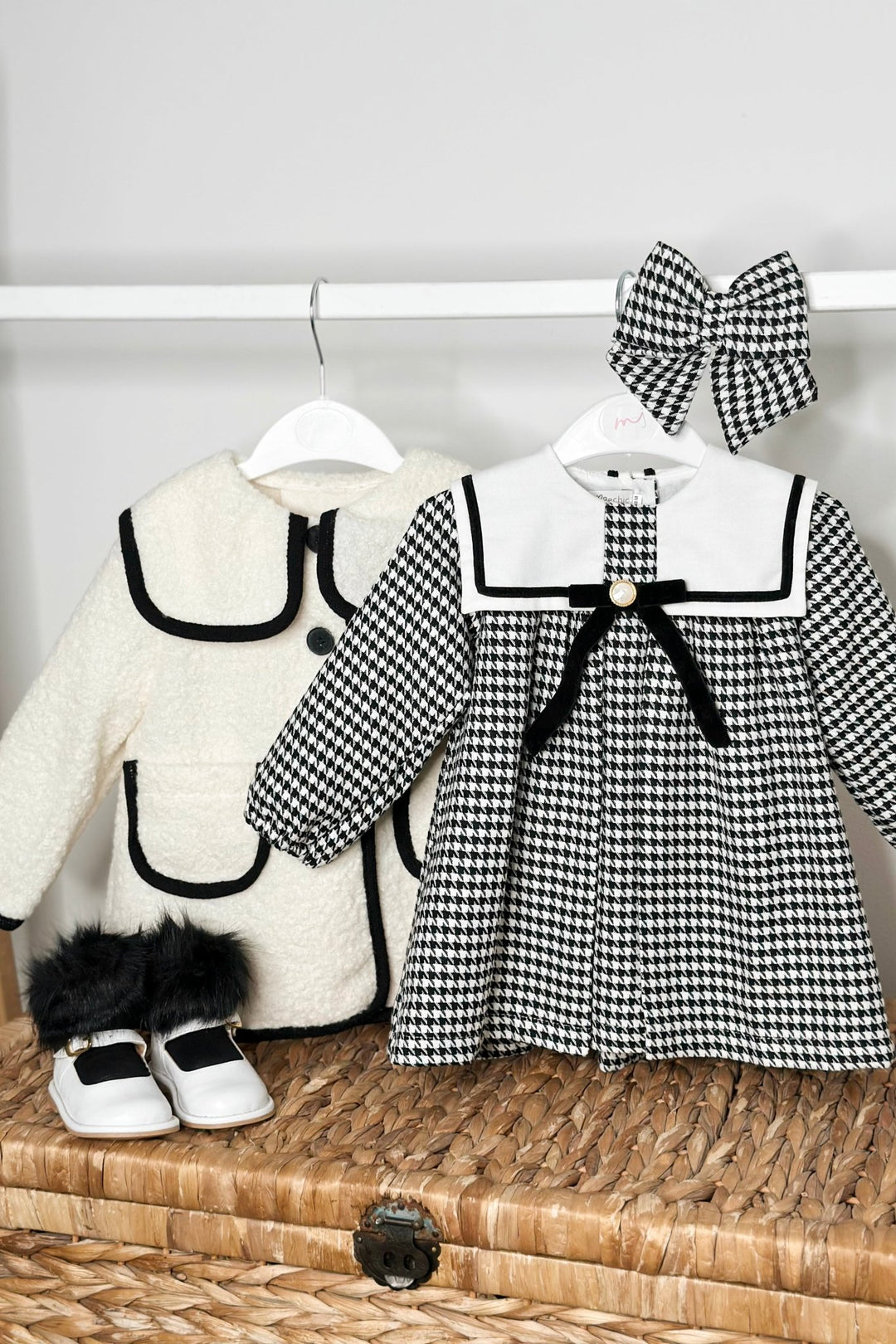 Fofettes x Be Chic "Remi" Ivory & Black Bouclé Coat - Millie and John