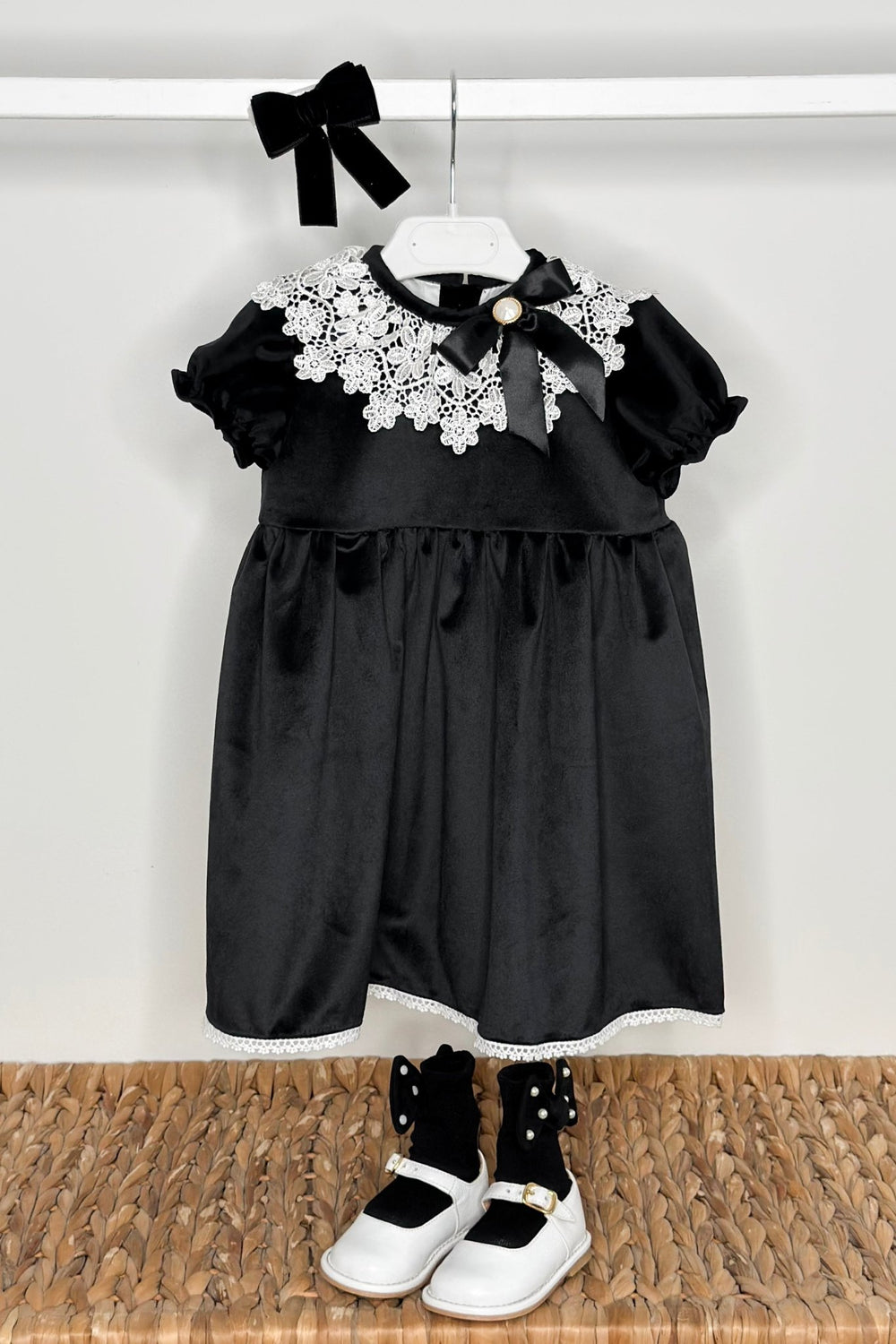 Fofettes x Be Chic "Sabrina" Black Velvet Lace Dress - Millie and John