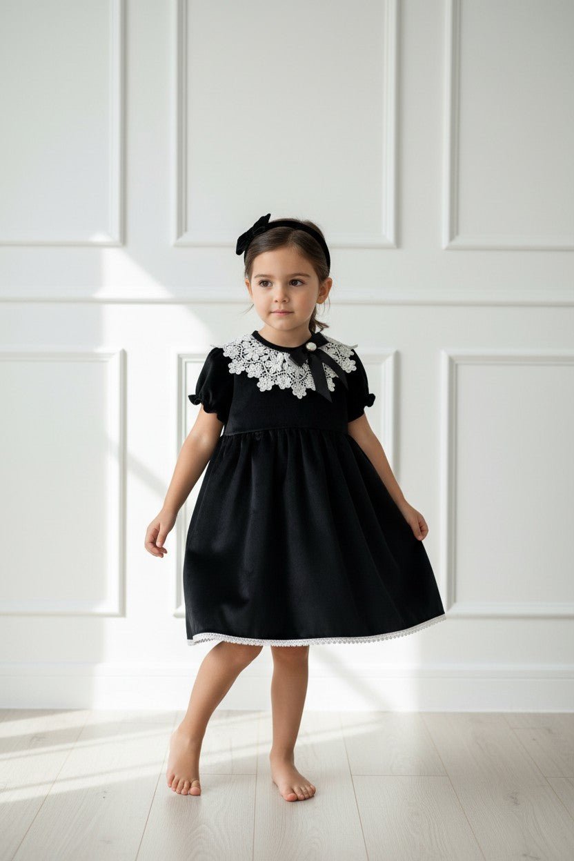Fofettes x Be Chic "Sabrina" Black Velvet Lace Dress - Millie and John
