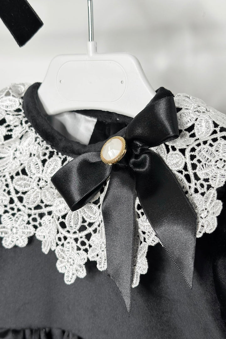 Fofettes x Be Chic "Sabrina" Black Velvet Lace Dress - Millie and John