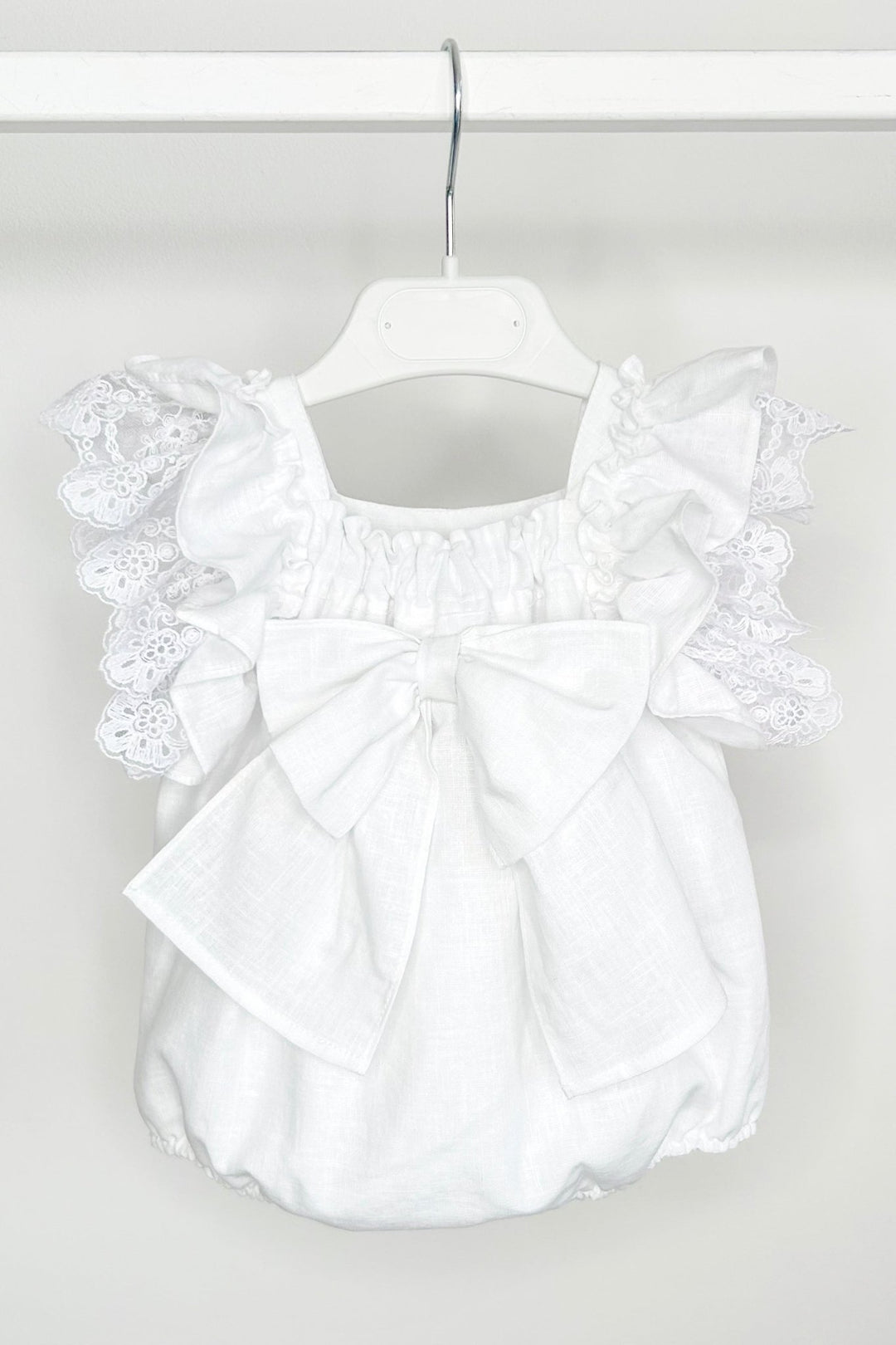 Fofettes x Be Chic "Seraphina" White Lace Bow Romper - Millie and John