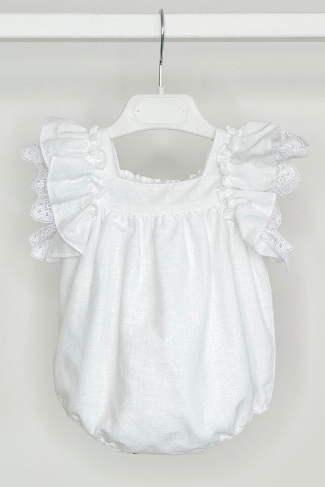 Fofettes x Be Chic "Seraphina" White Lace Bow Romper - Millie and John
