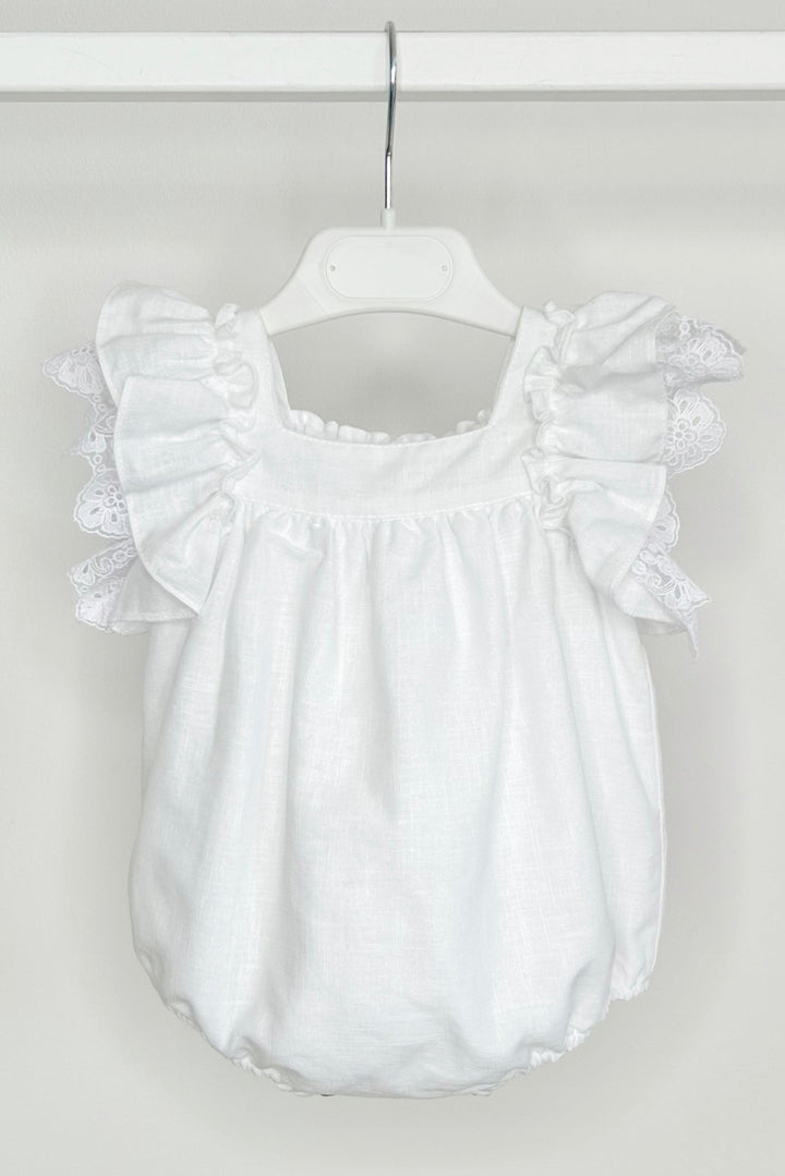Fofettes x Be Chic "Seraphina" White Lace Bow Romper - Millie and John