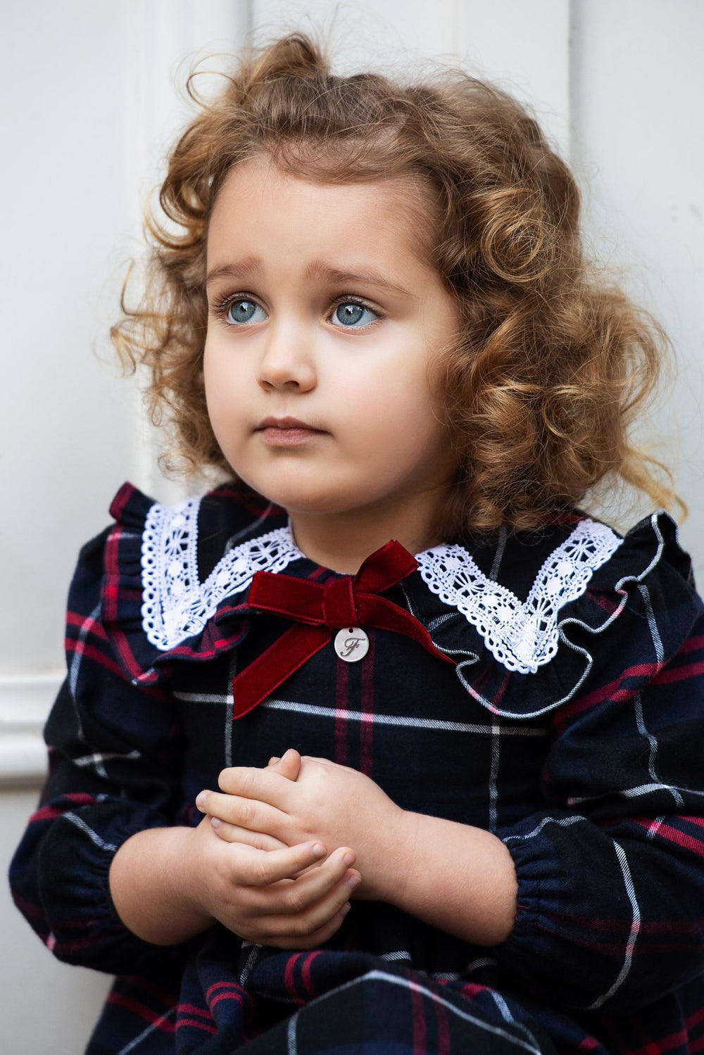 Foque "Addison" Navy & Red Tartan Dress - Millie and John