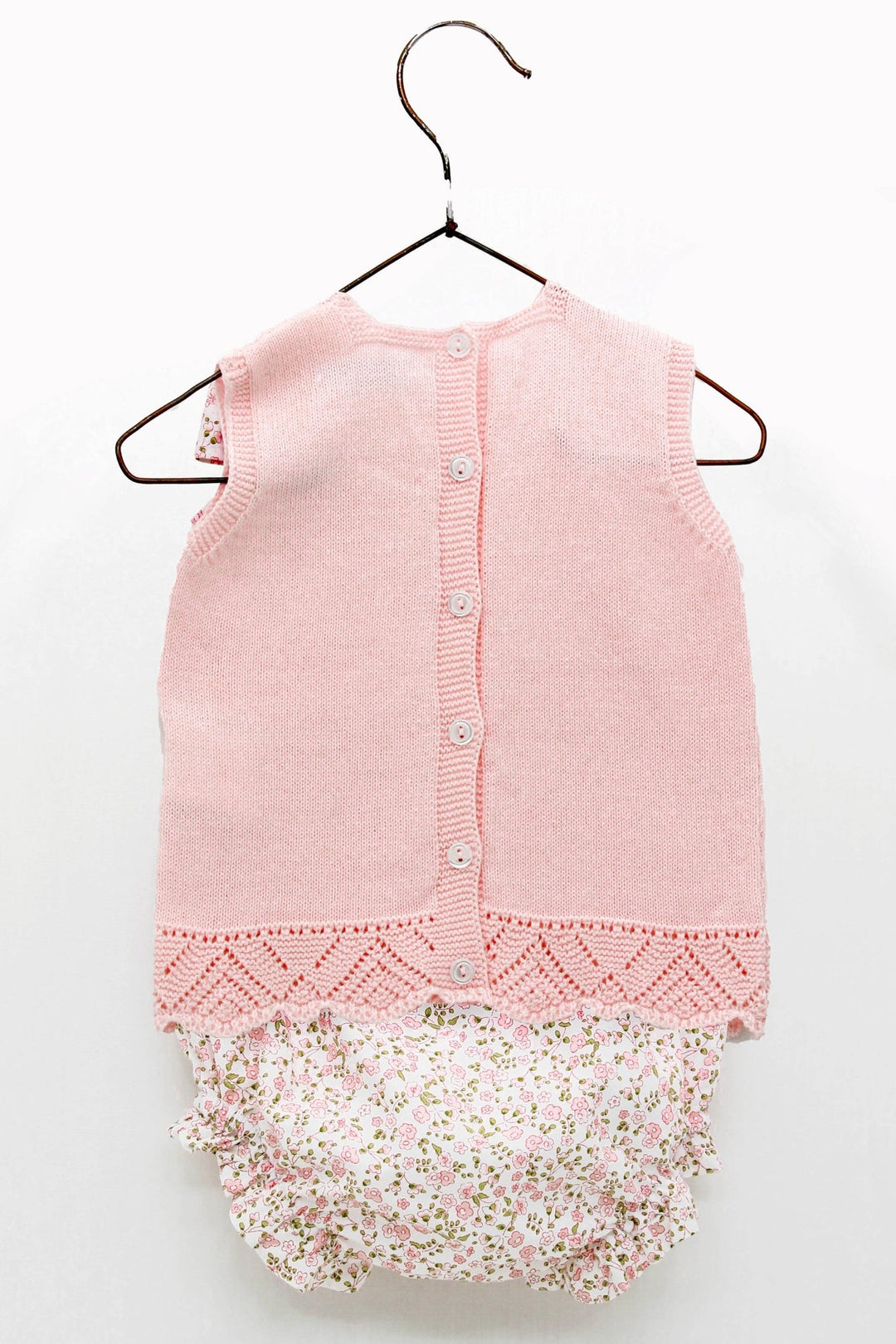 Foque "Aiofe" Pink Knit Top & Floral Bloomers - Millie and John