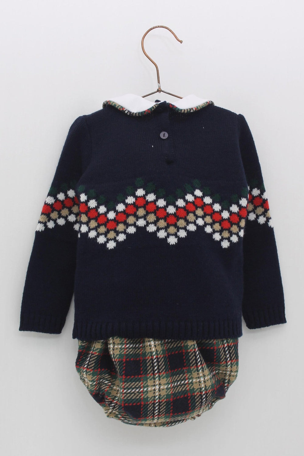 Foque "Albert" Navy Knit Top & Tartan Jam Pants - Millie and John