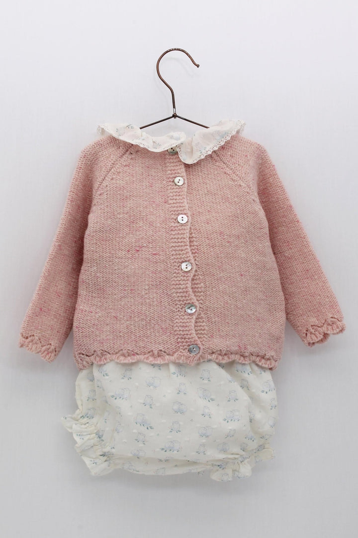Foque "Alyssa" Pink Wool Owl Top & Bloomers - Millie and John