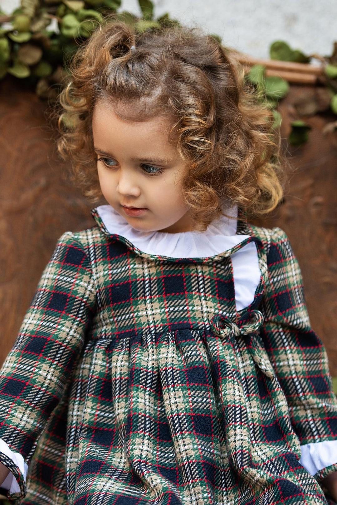 Foque "Annie" Navy, Beige & Red Tartan Dress - Millie and John