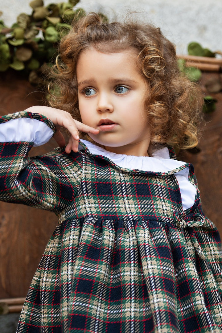 Foque "Annie" Navy, Beige & Red Tartan Dress - Millie and John