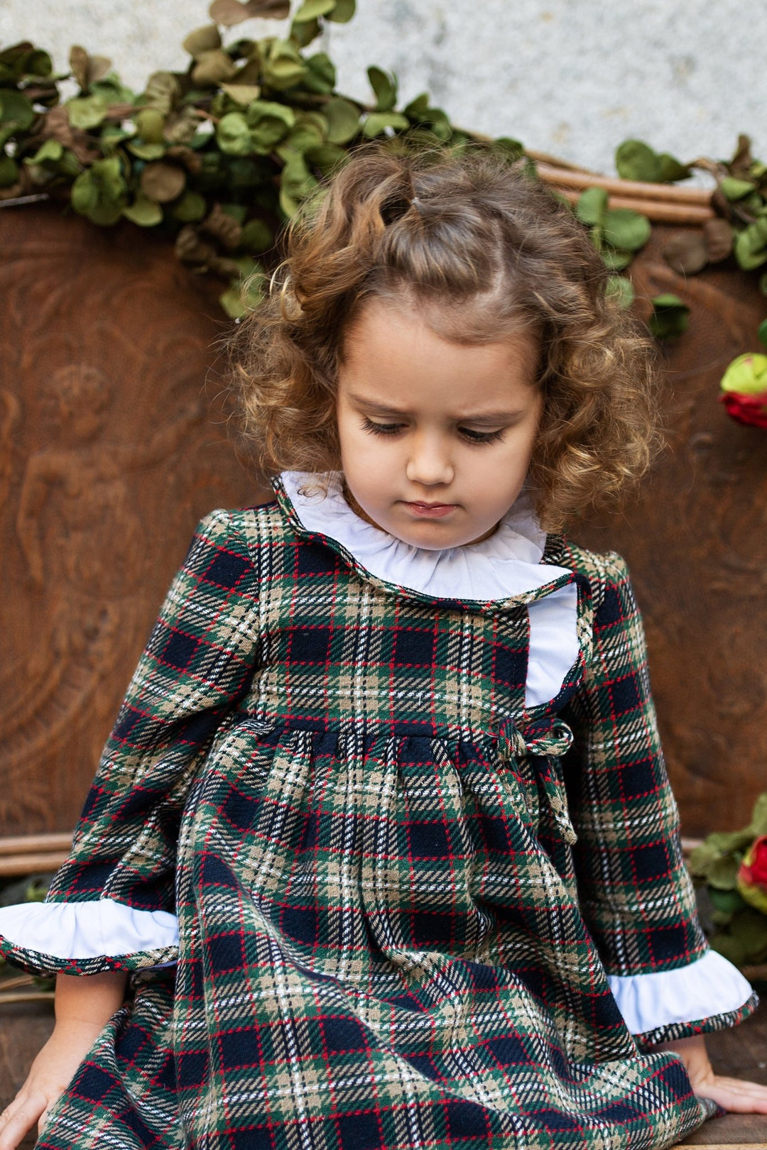 Foque "Annie" Navy, Beige & Red Tartan Dress - Millie and John