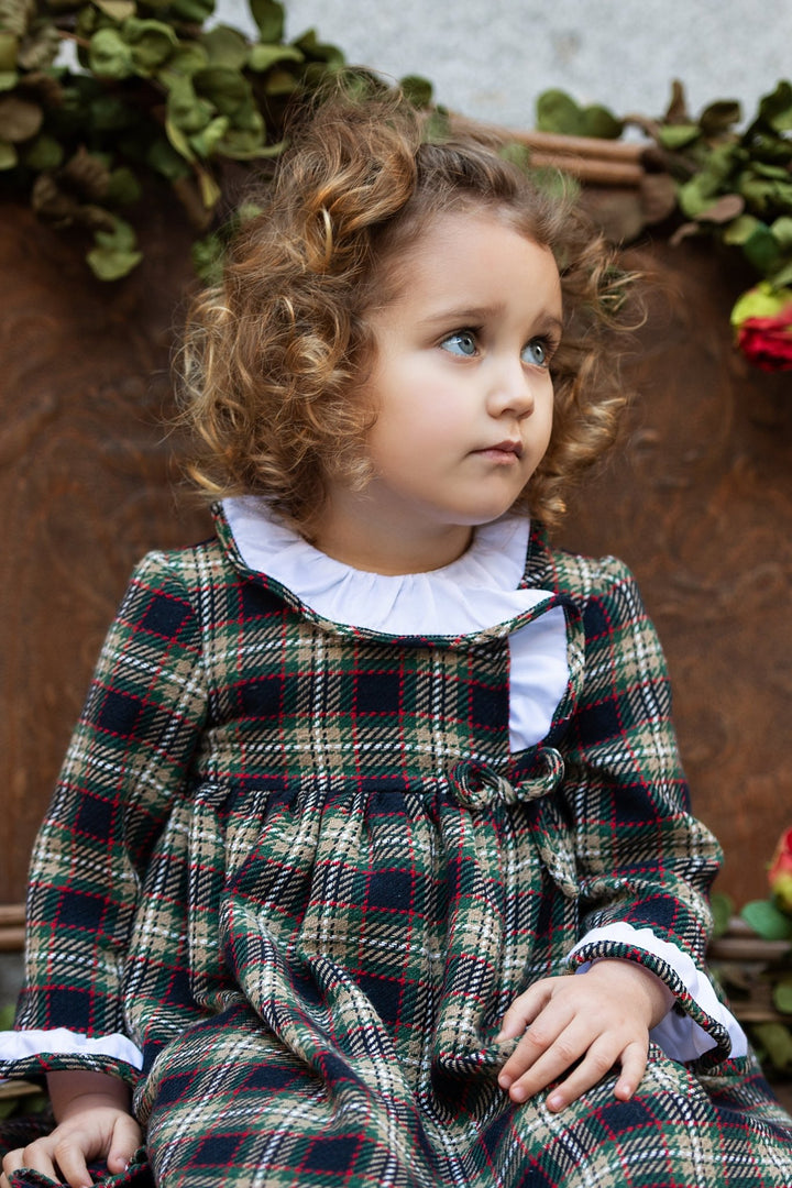 Foque "Annie" Navy, Beige & Red Tartan Dress - Millie and John