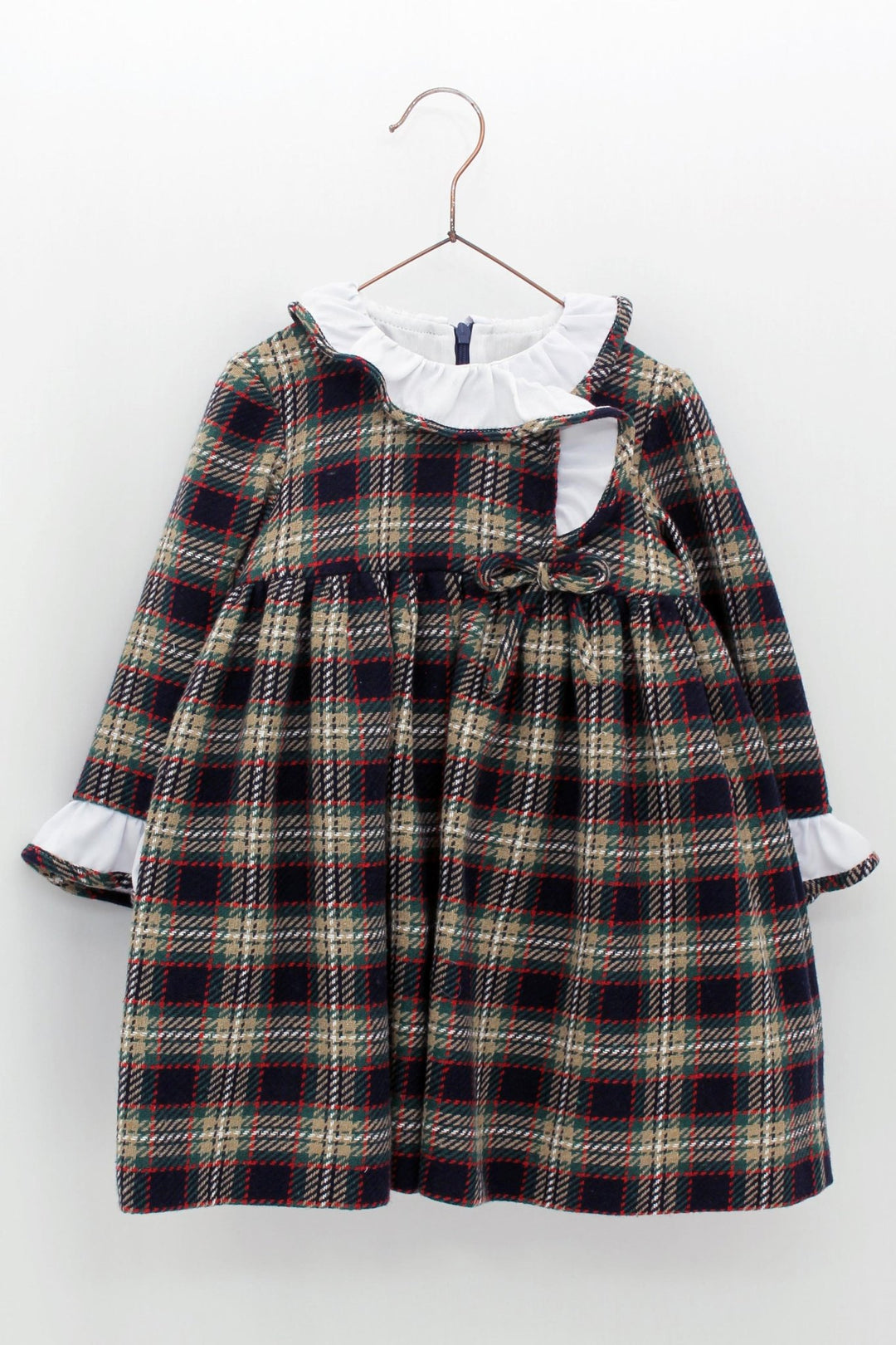 Foque "Annie" Navy, Beige & Red Tartan Dress - Millie and John