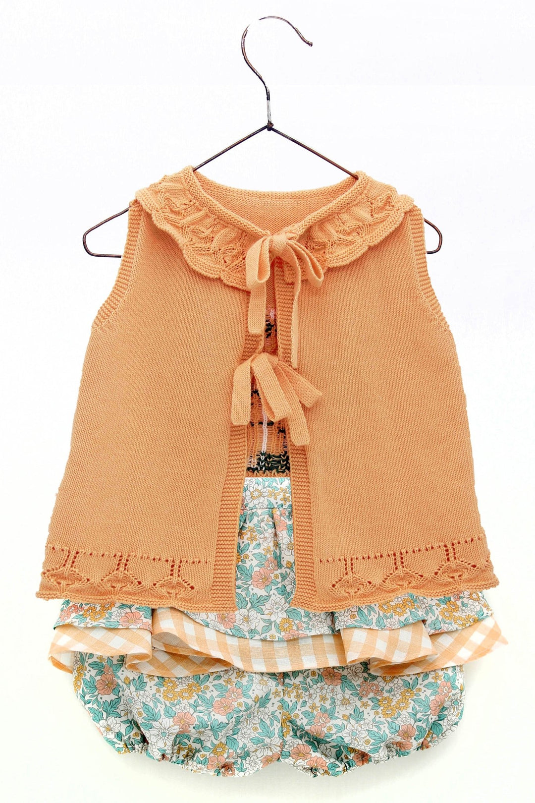 Foque "Aurelie" Peach Cactus Knit Top & Bloomers - Millie and John
