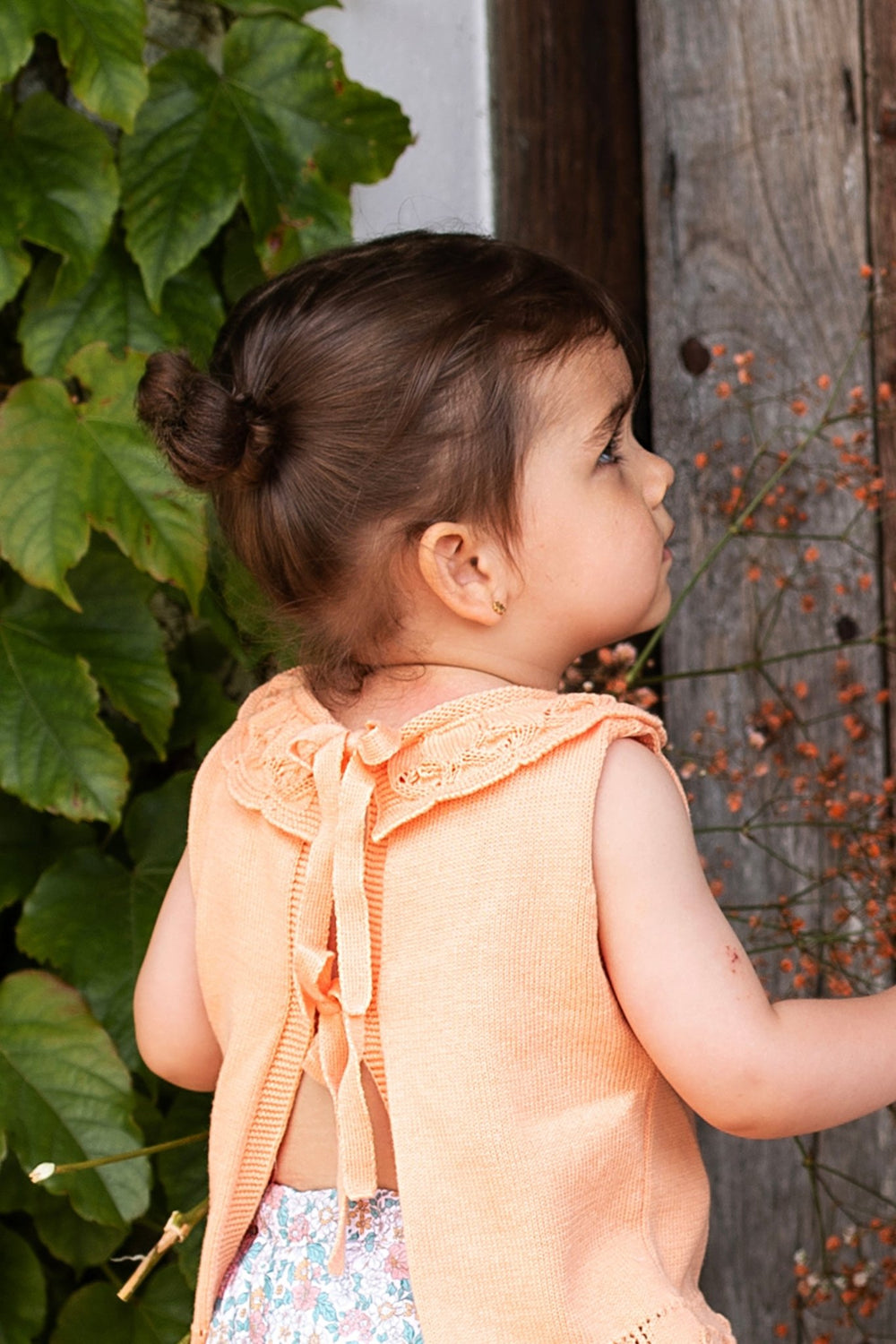 Foque "Aurelie" Peach Cactus Knit Top & Bloomers - Millie and John