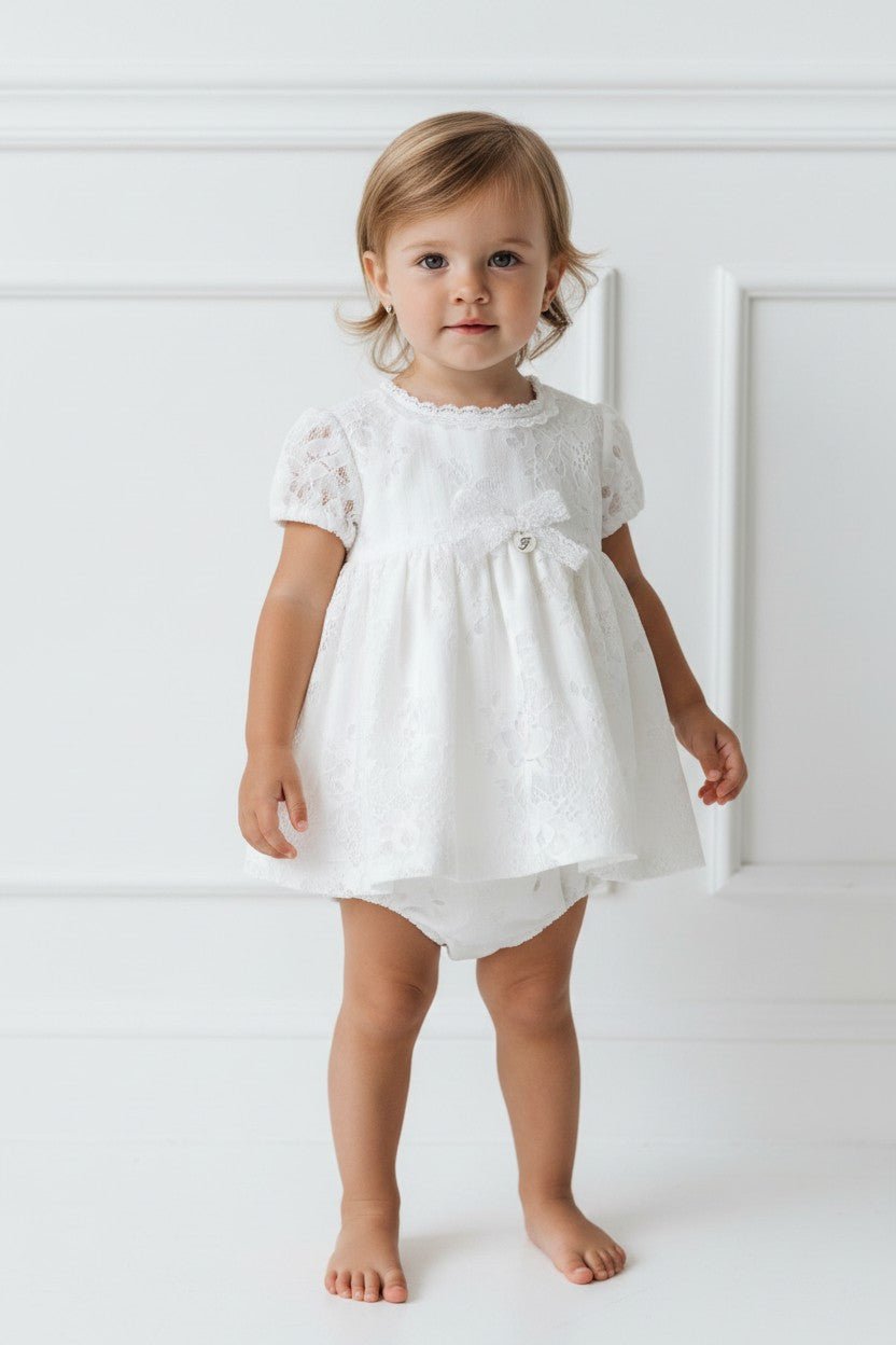 Foque "Ayda" Ivory Lace Dress &amp; Bloomers - Millie and John