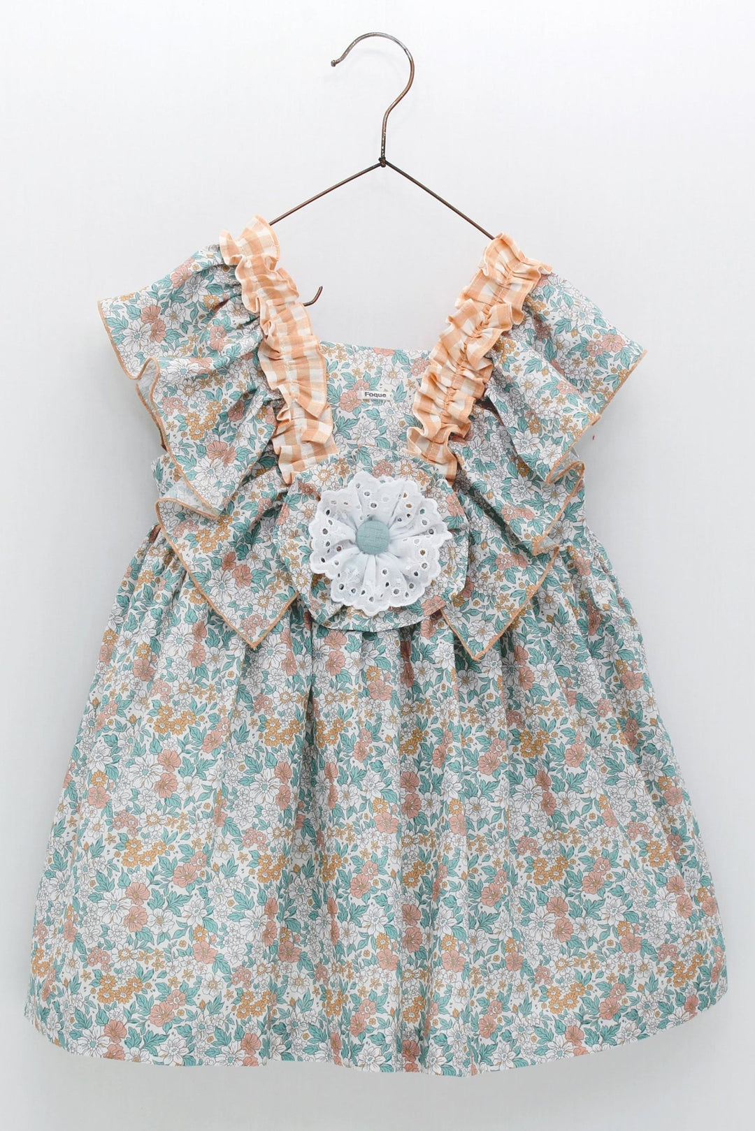 Foque "Brooke" Peach & Sage Green Floral Dress - Millie and John