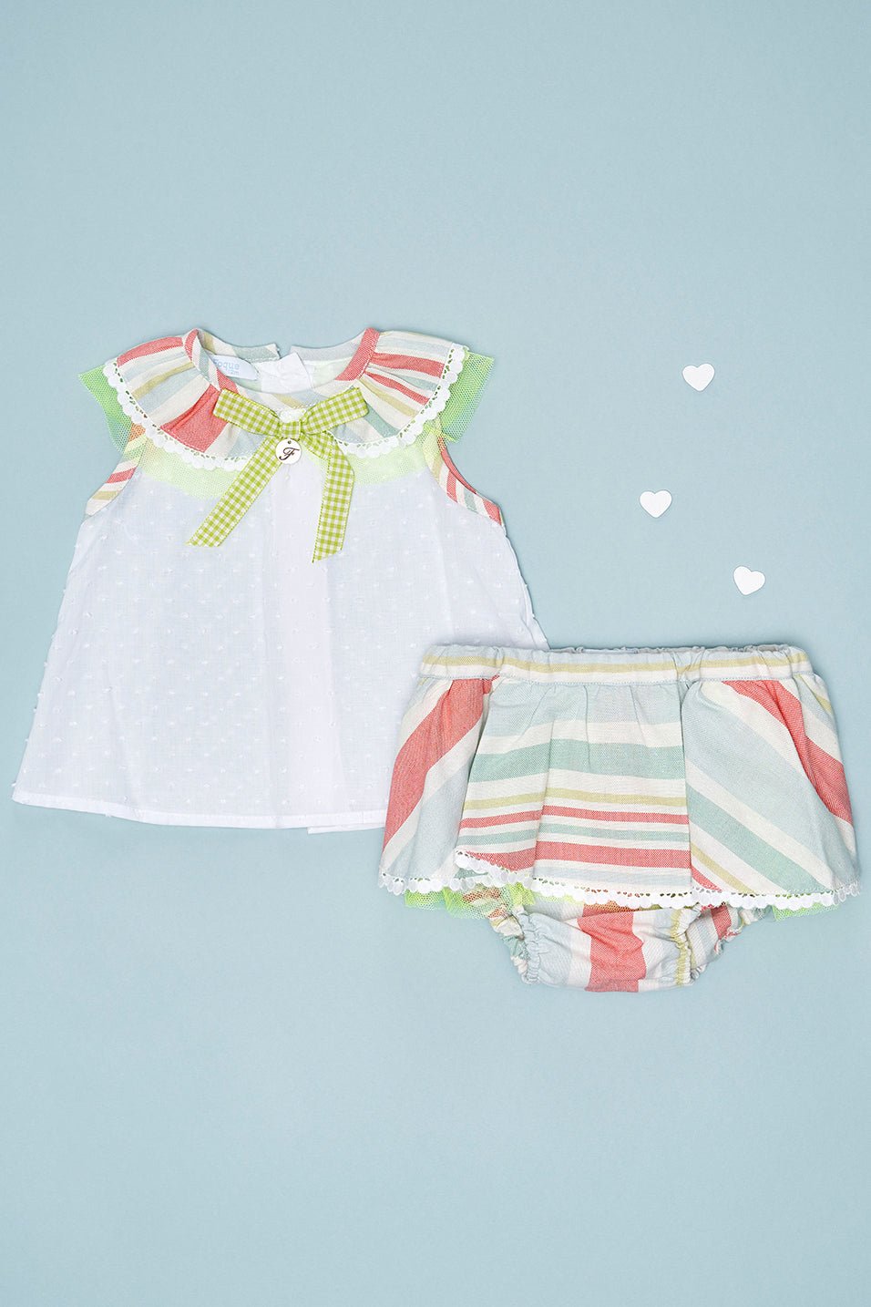 Foque "Calypso" Multicoloured Stripe Blouse & Skirt - Millie and John