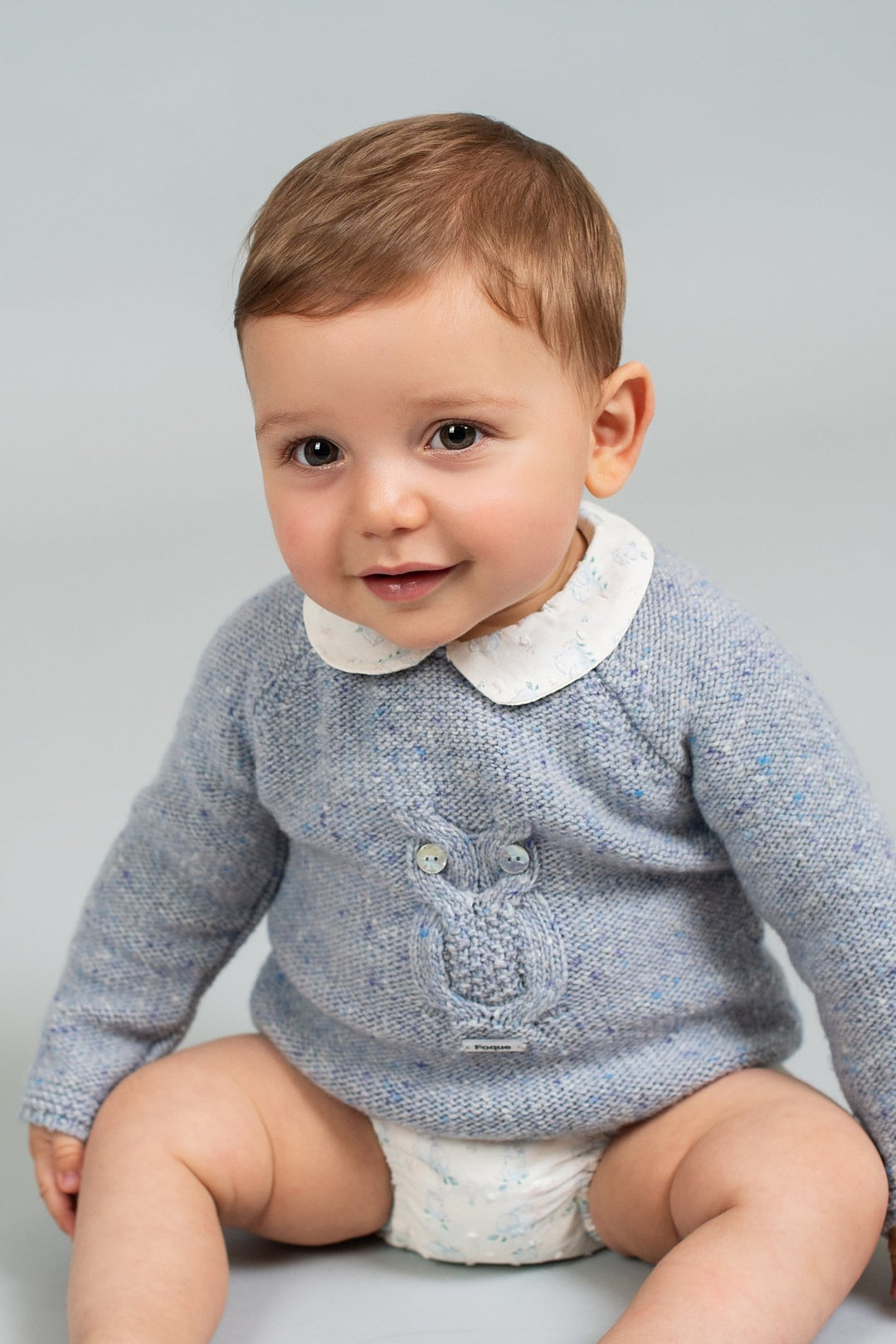 Foque "Eddie" Blue Wool Knit Owl Top & Jam Pants - Millie and John