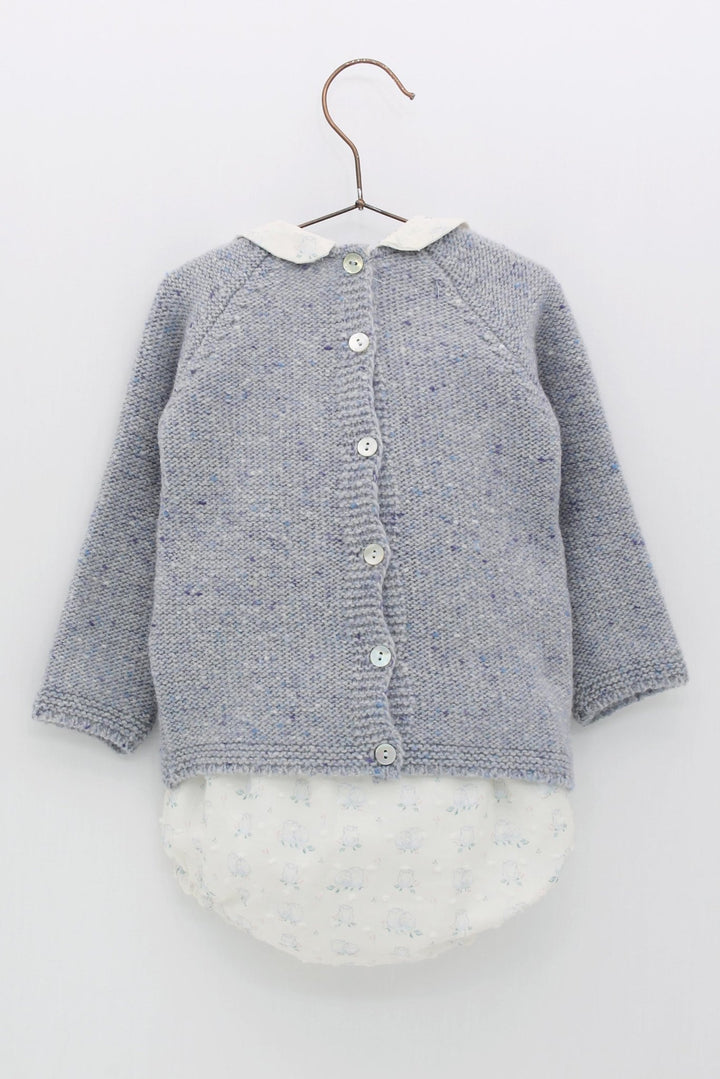 Foque "Eddie" Blue Wool Knit Owl Top & Jam Pants - Millie and John