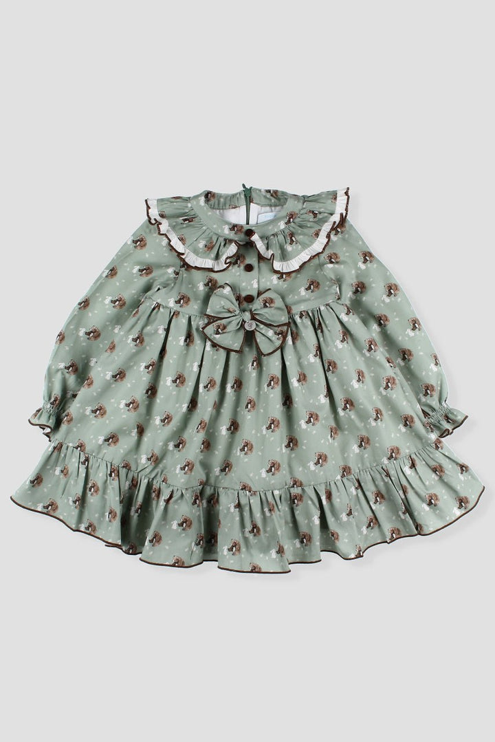 Foque "Eden" Sage Green Bear Dress - Millie and John