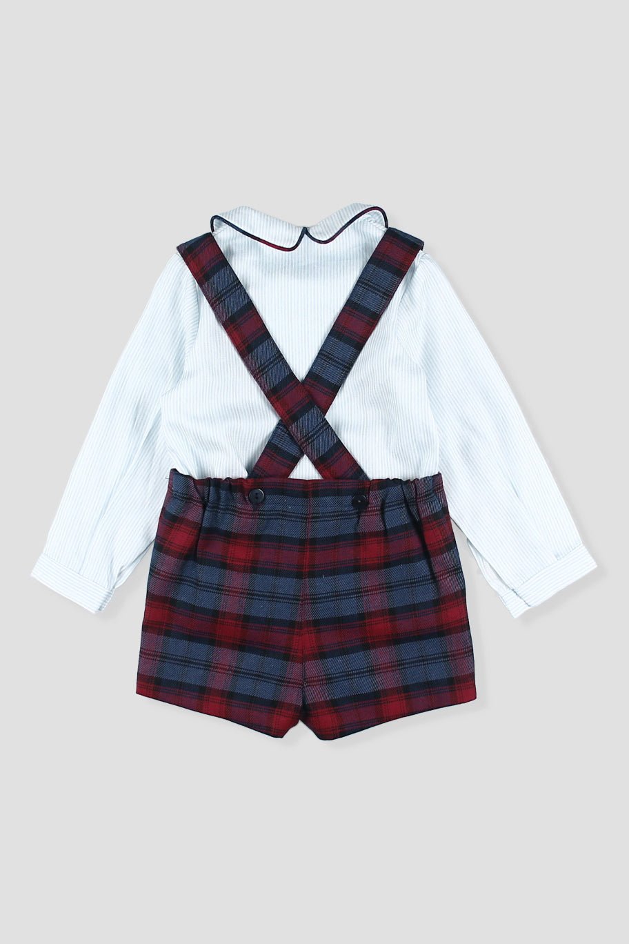 Foque "Edmund" Navy &amp; Burgundy Tartan Shirt &amp; Shorts - Millie and John