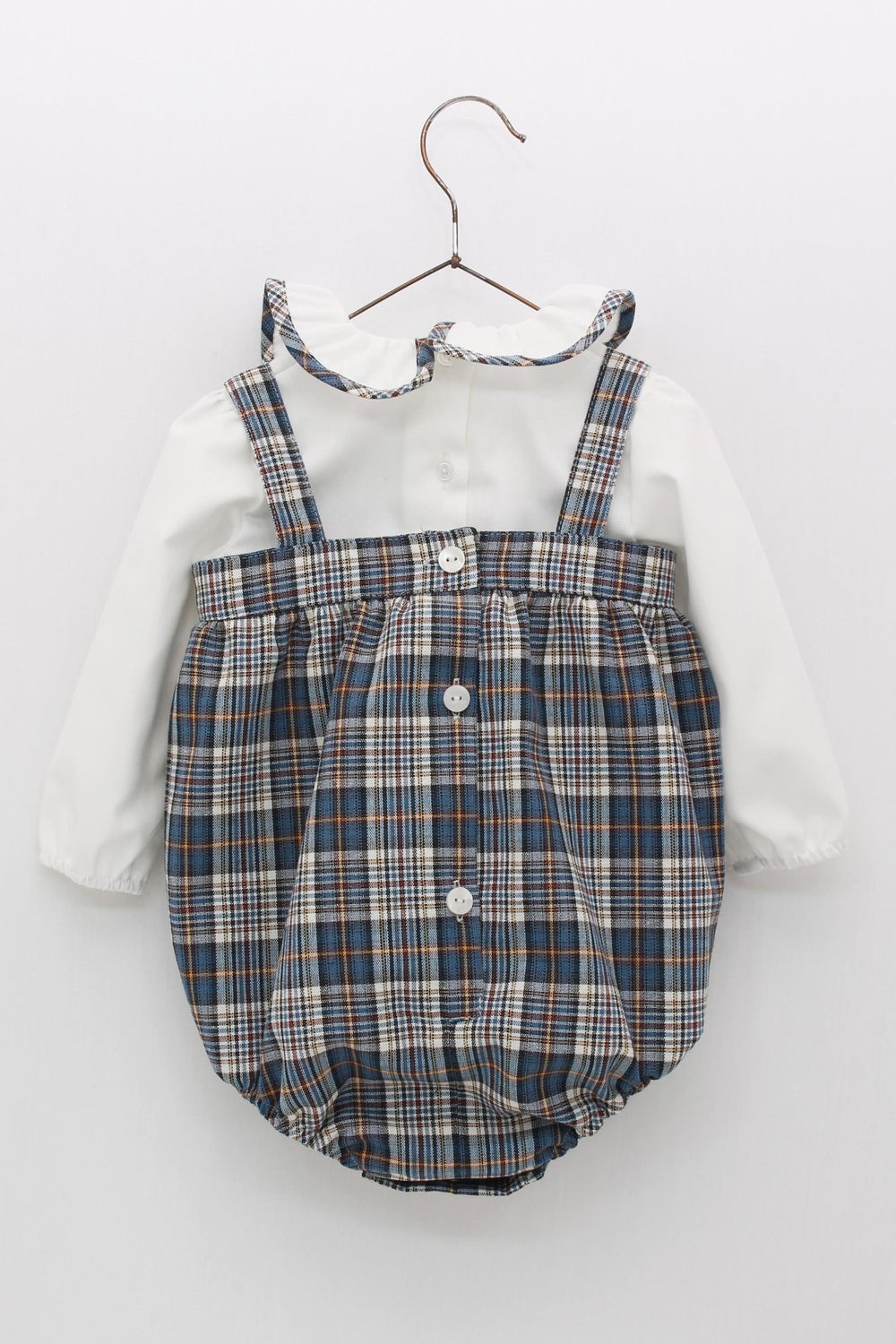 Foque "Edwin" Petrol Blue Tartan Romper - Millie and John