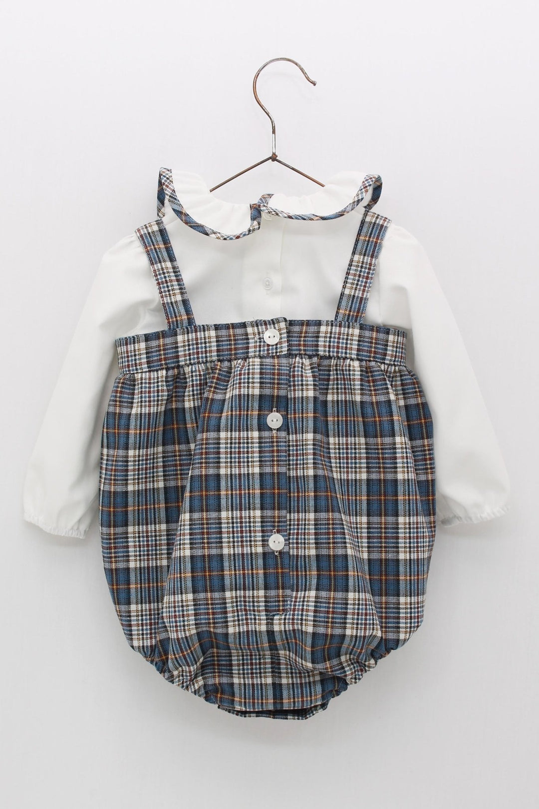 Foque "Edwin" Petrol Blue Tartan Romper - Millie and John