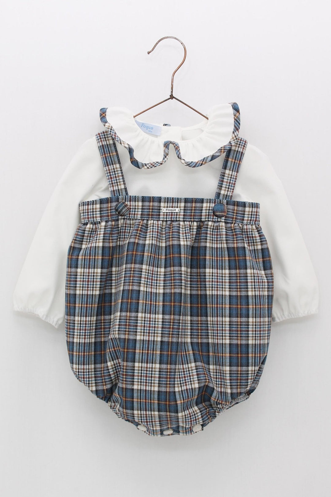 Foque "Edwin" Petrol Blue Tartan Romper - Millie and John