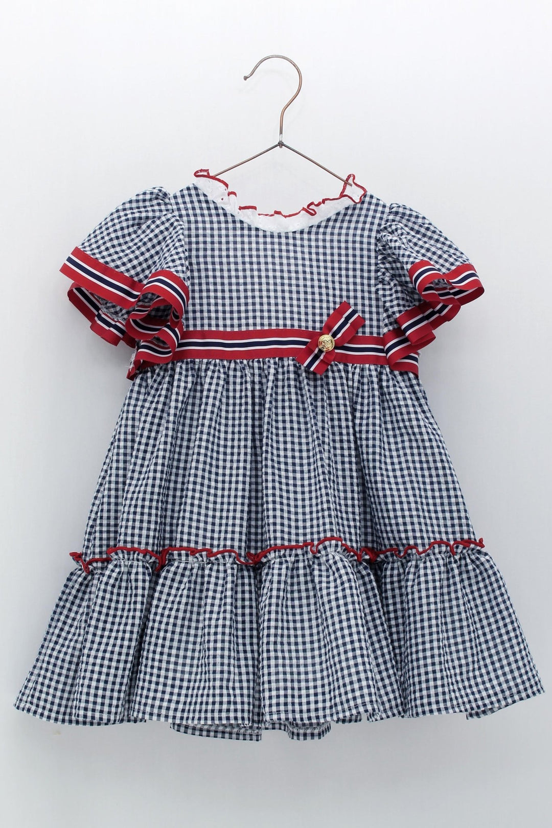 Foque "Gabrielle" Navy Gingham Dress - Millie and John