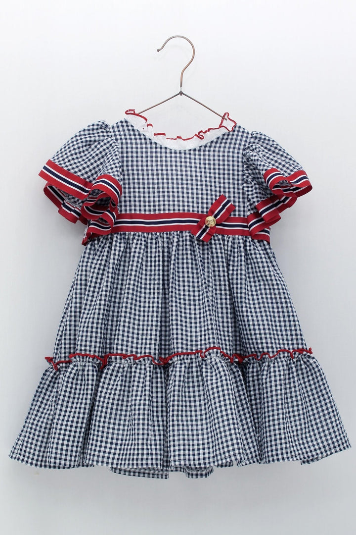 Foque "Gabrielle" Navy Gingham Dress - Millie and John