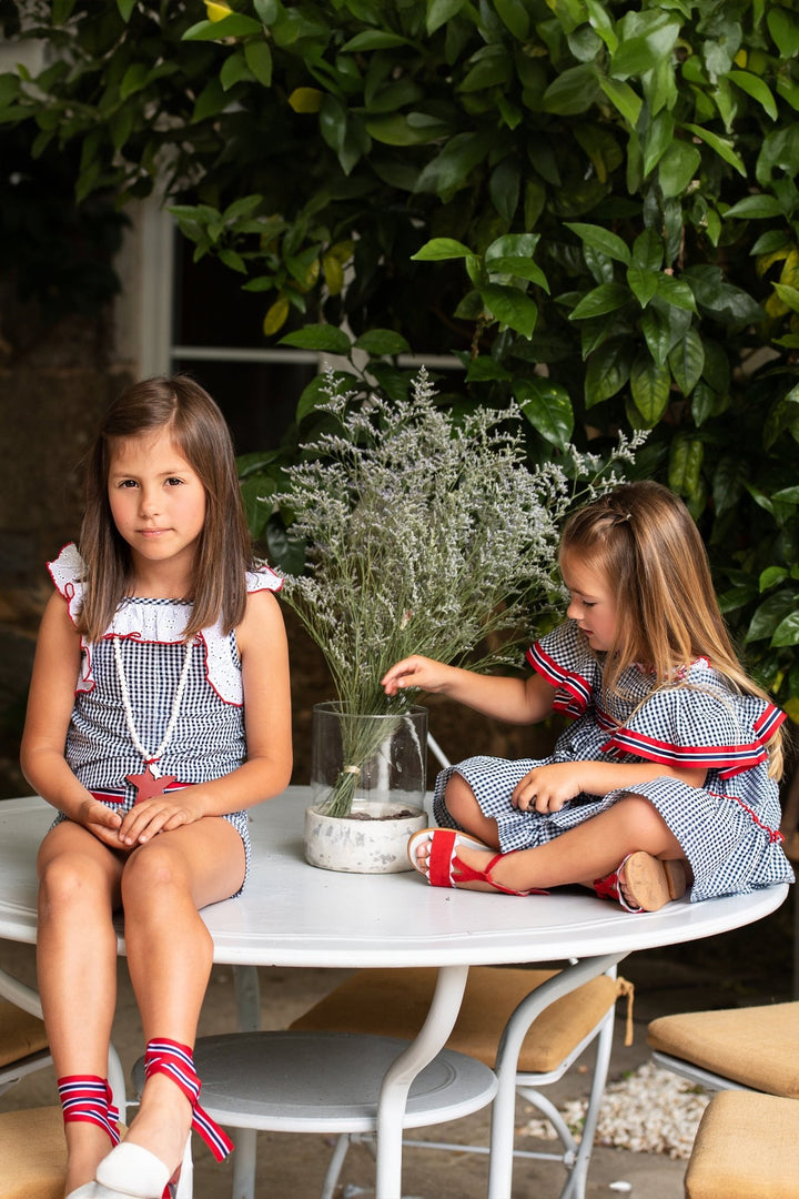 Foque "Gabrielle" Navy Gingham Dress - Millie and John