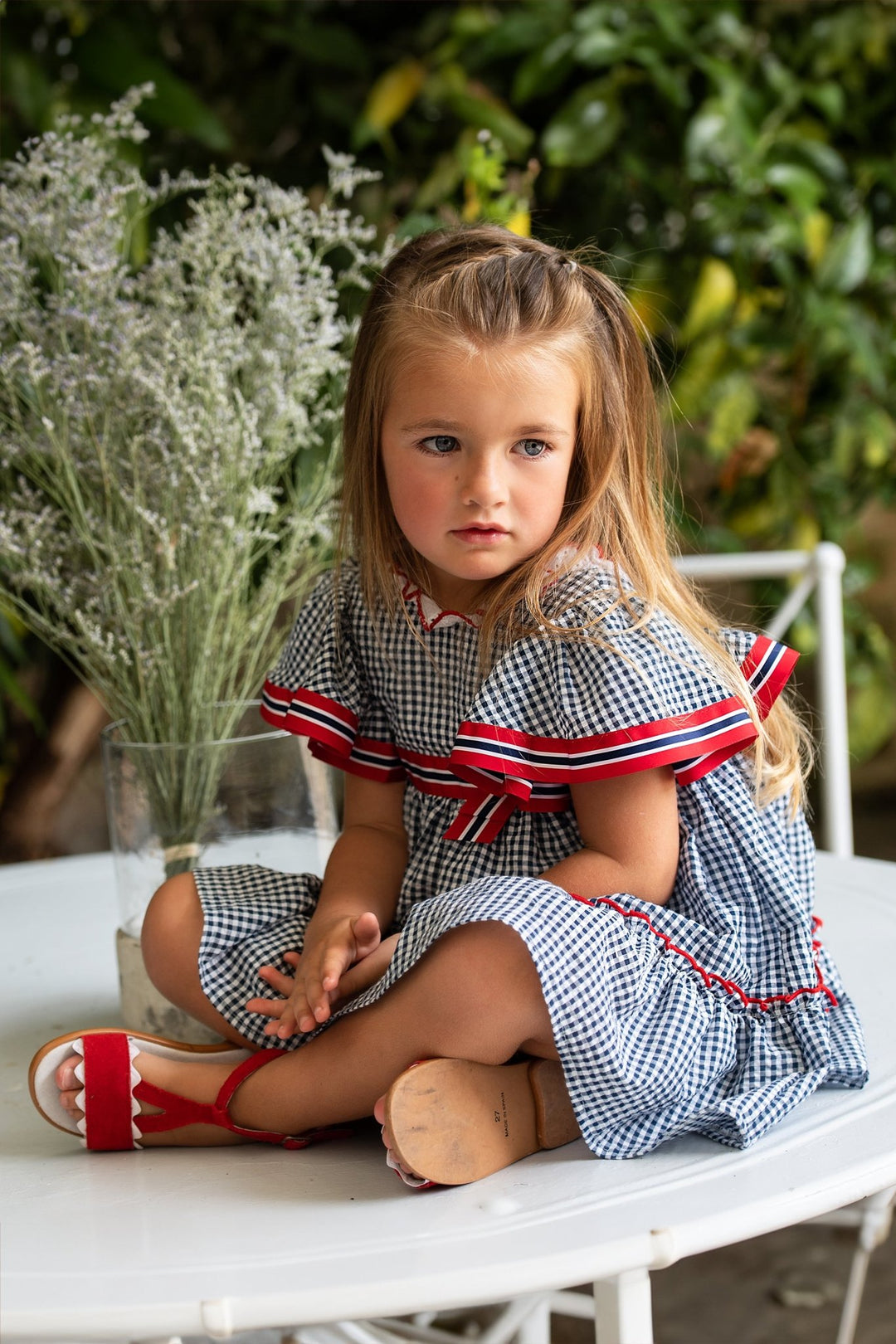 Foque "Gabrielle" Navy Gingham Dress - Millie and John