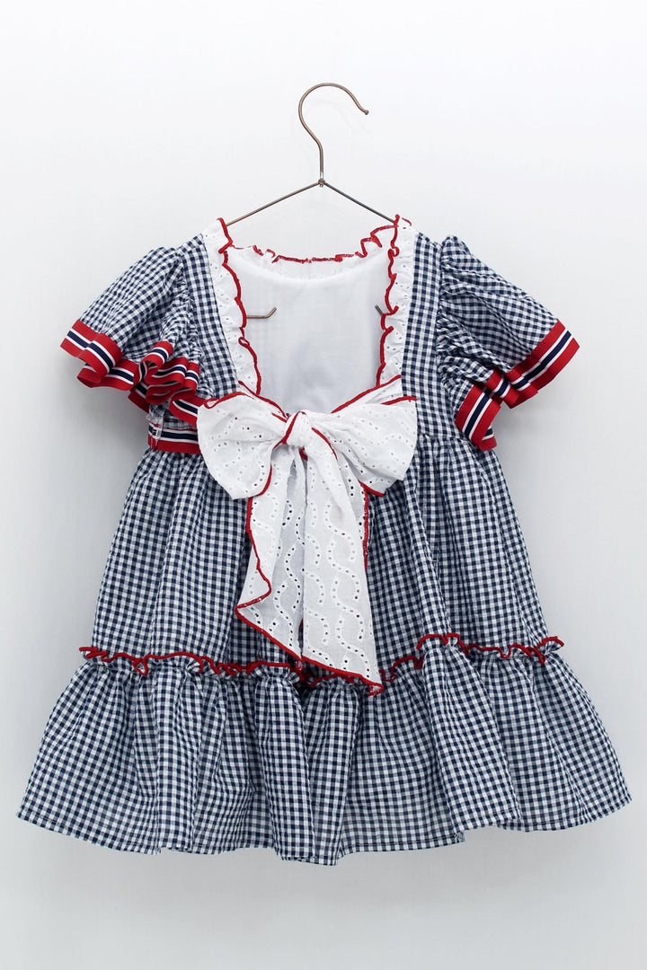 Foque "Gabrielle" Navy Gingham Dress - Millie and John