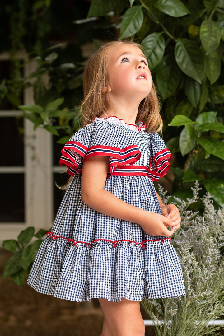 Foque "Gabrielle" Navy Gingham Dress - Millie and John