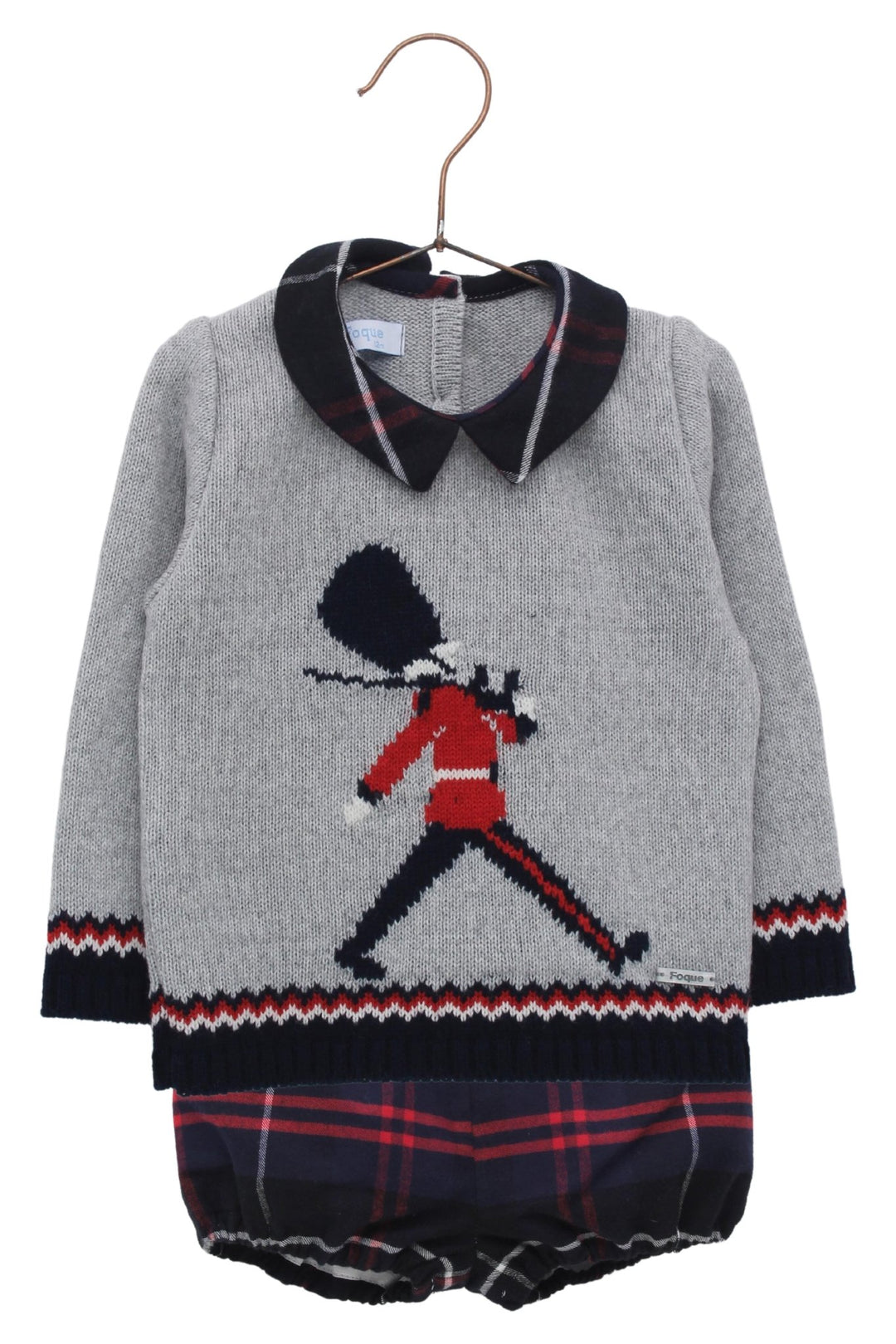 Foque "Hugo" Grey Knit Queen's Guard Top & Tartan Jam Pants - Millie and John