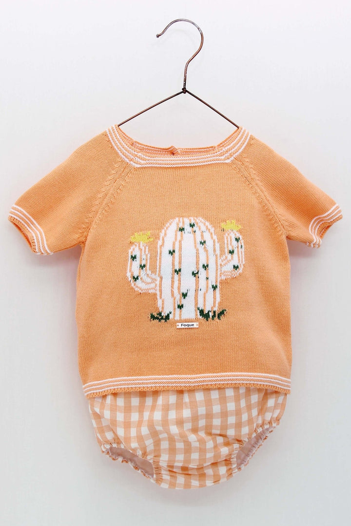 Foque "Isaiah" Peach Cactus Knit Top & Jam Pants - Millie and John