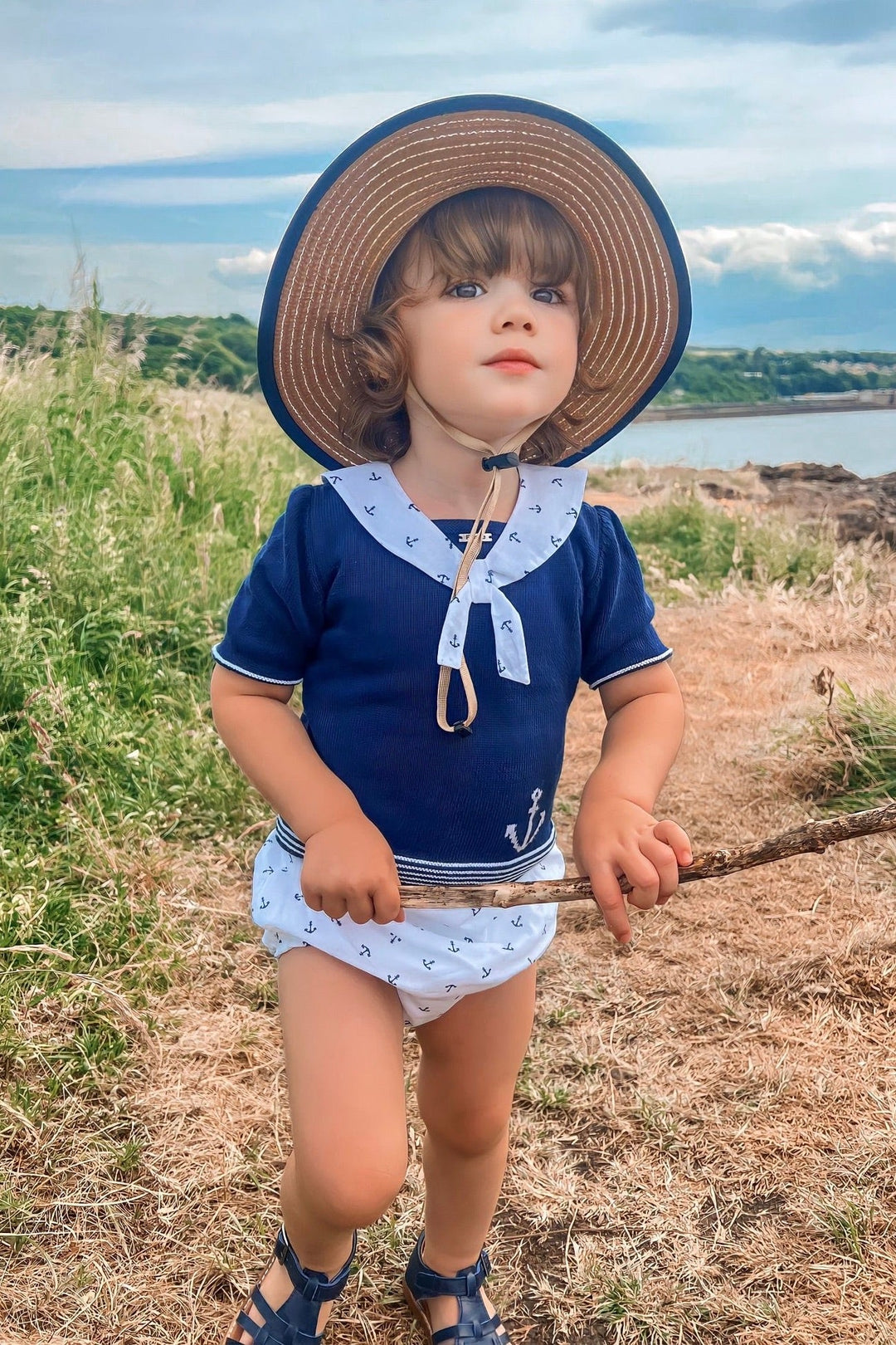 Foque "Jacques" Navy Knit Sailor Top & Jam Pants - Millie and John