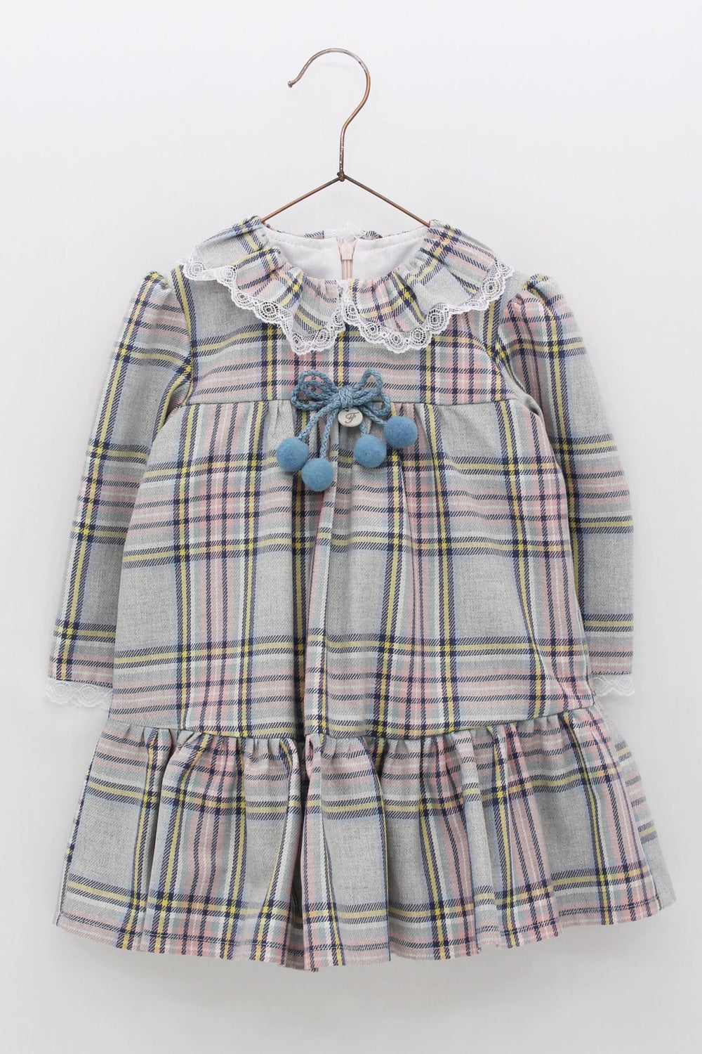Foque "Jasmine" Pink & Grey Tartan Dress - Millie and John