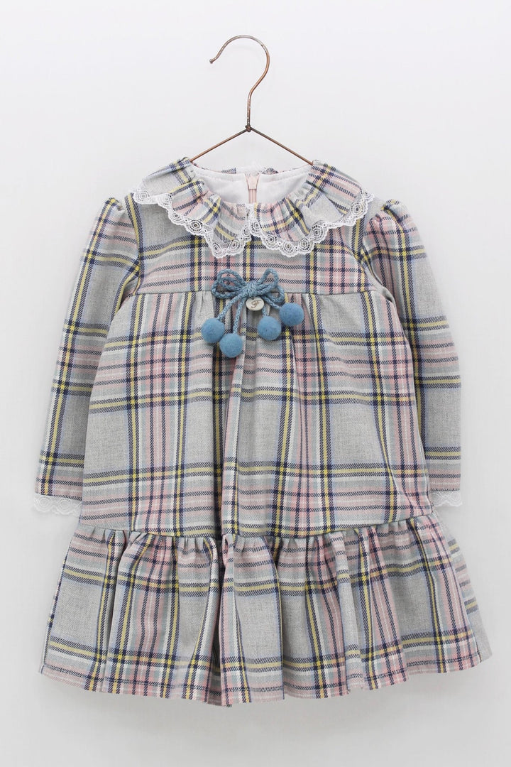 Foque "Jasmine" Pink & Grey Tartan Dress - Millie and John
