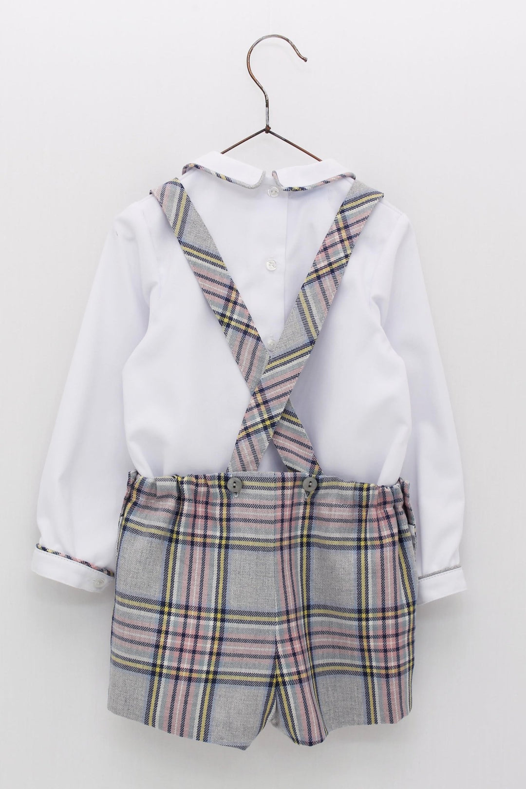 Foque "Johnny" Pink & Grey Tartan Shorts & Shirt - Millie and John