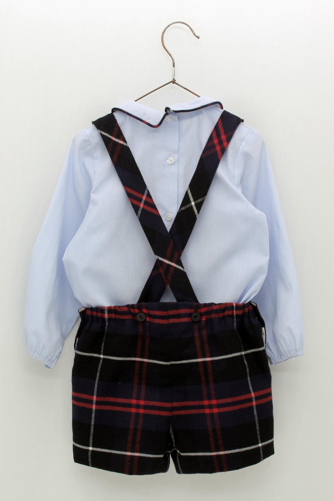 Foque "Joshua" Navy Tartan Shorts & Shirt - Millie and John