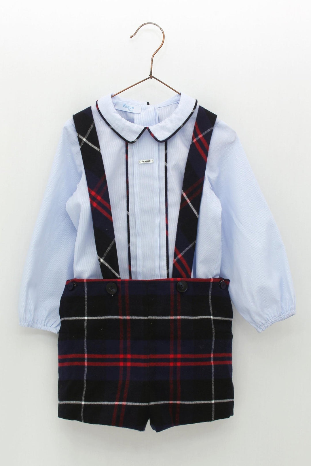 Foque "Joshua" Navy Tartan Shorts & Shirt - Millie and John