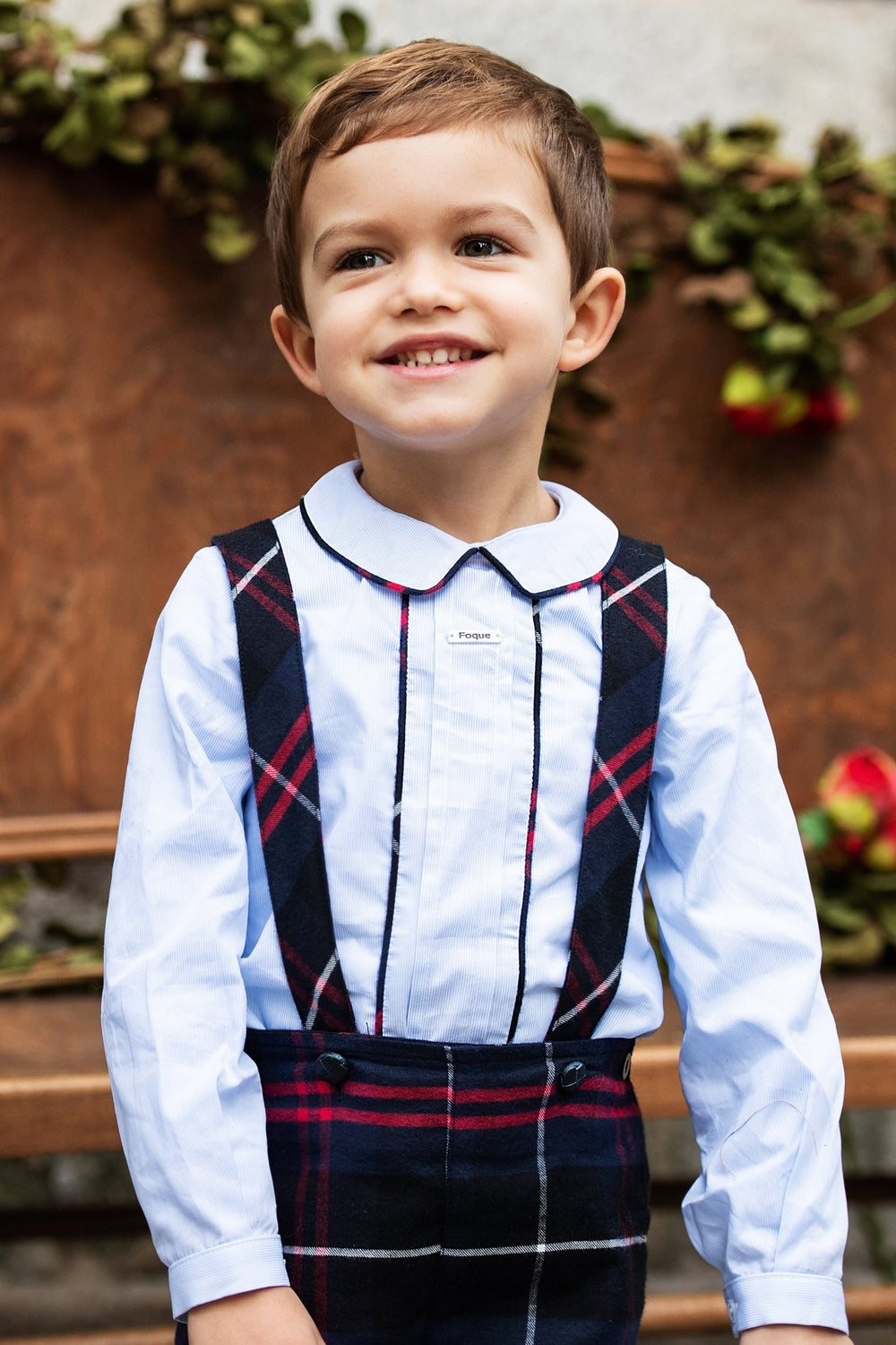 Foque "Joshua" Navy Tartan Shorts & Shirt - Millie and John